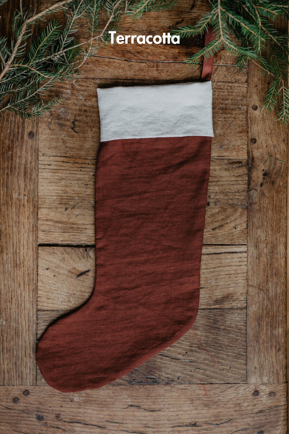 Red Linen Christmas Stocking By Amourlinen