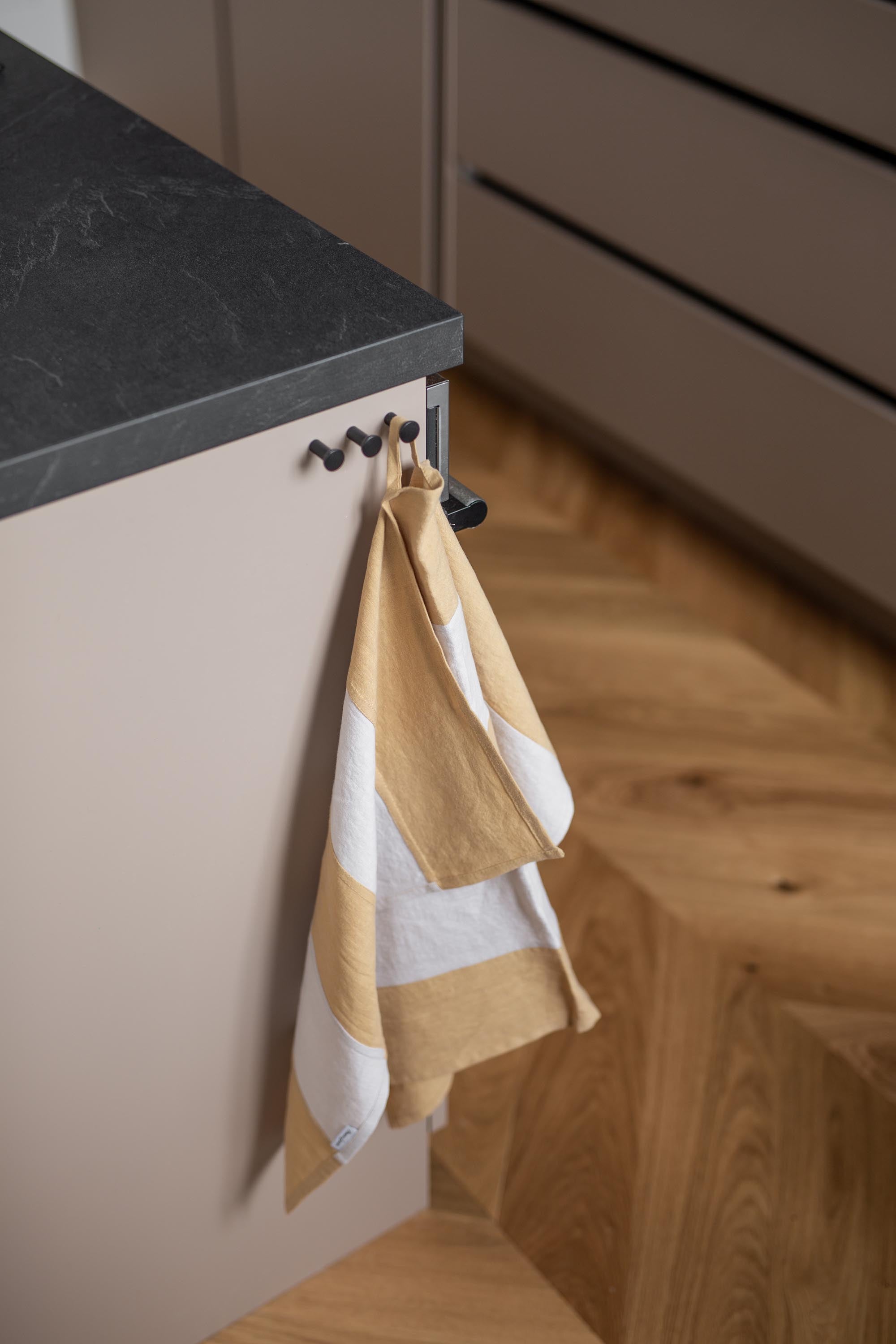 Mustard Striped Linen Tea Towel By AmourlInen