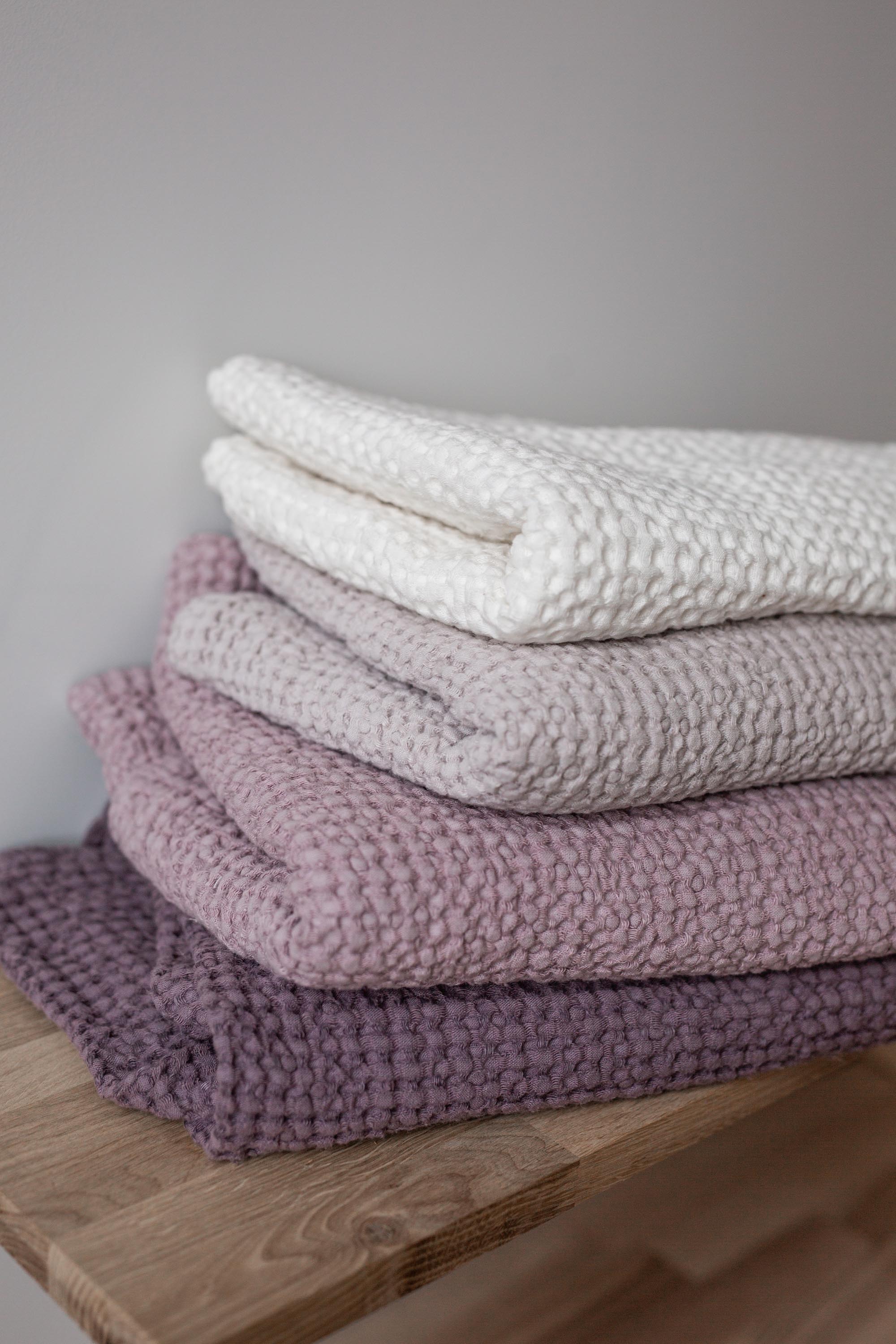 Light Multi Colored Linen Waffle Bath Towels By AmourLinen