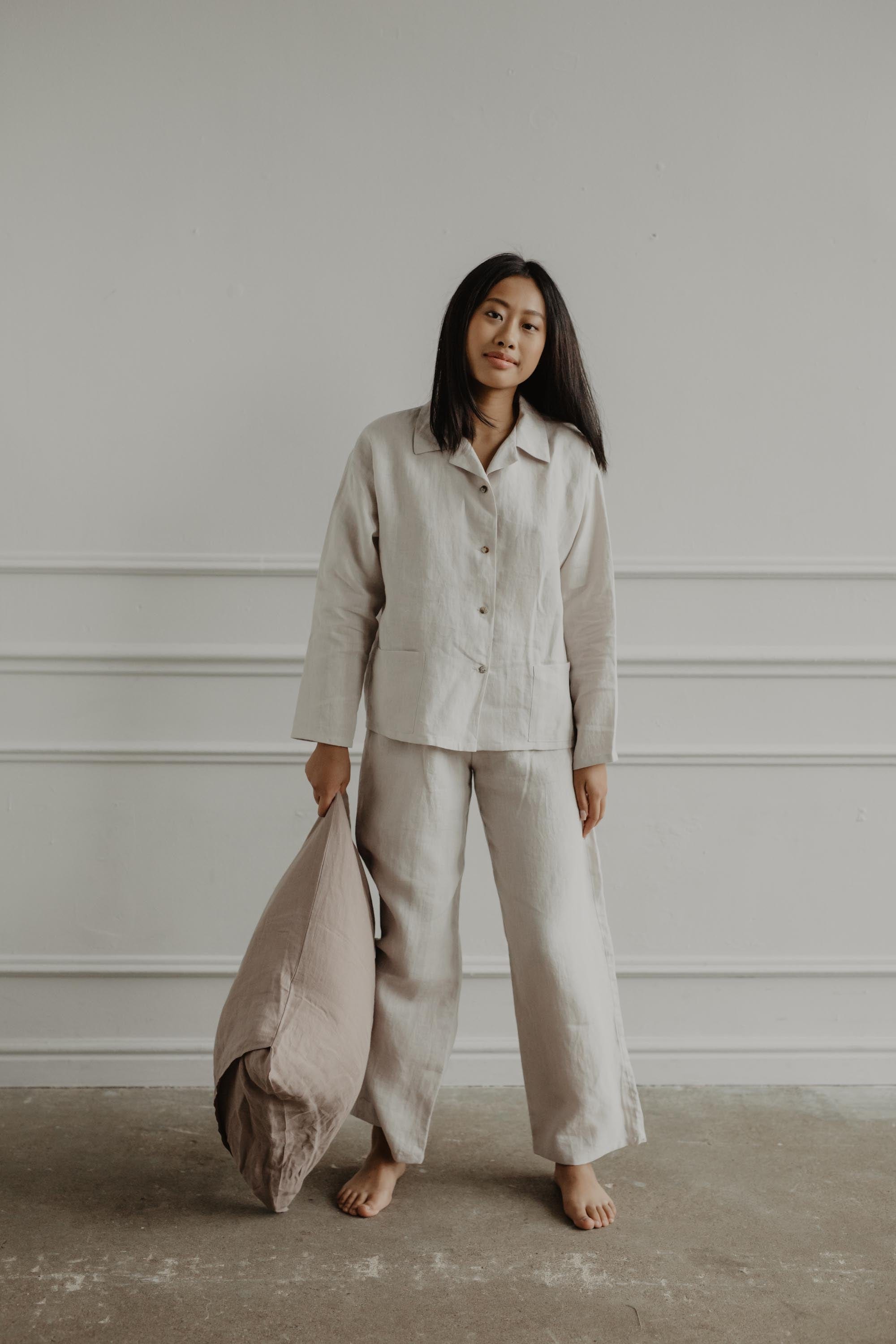 Langärmeliges Pyjama-Set SNOOZE - Creme