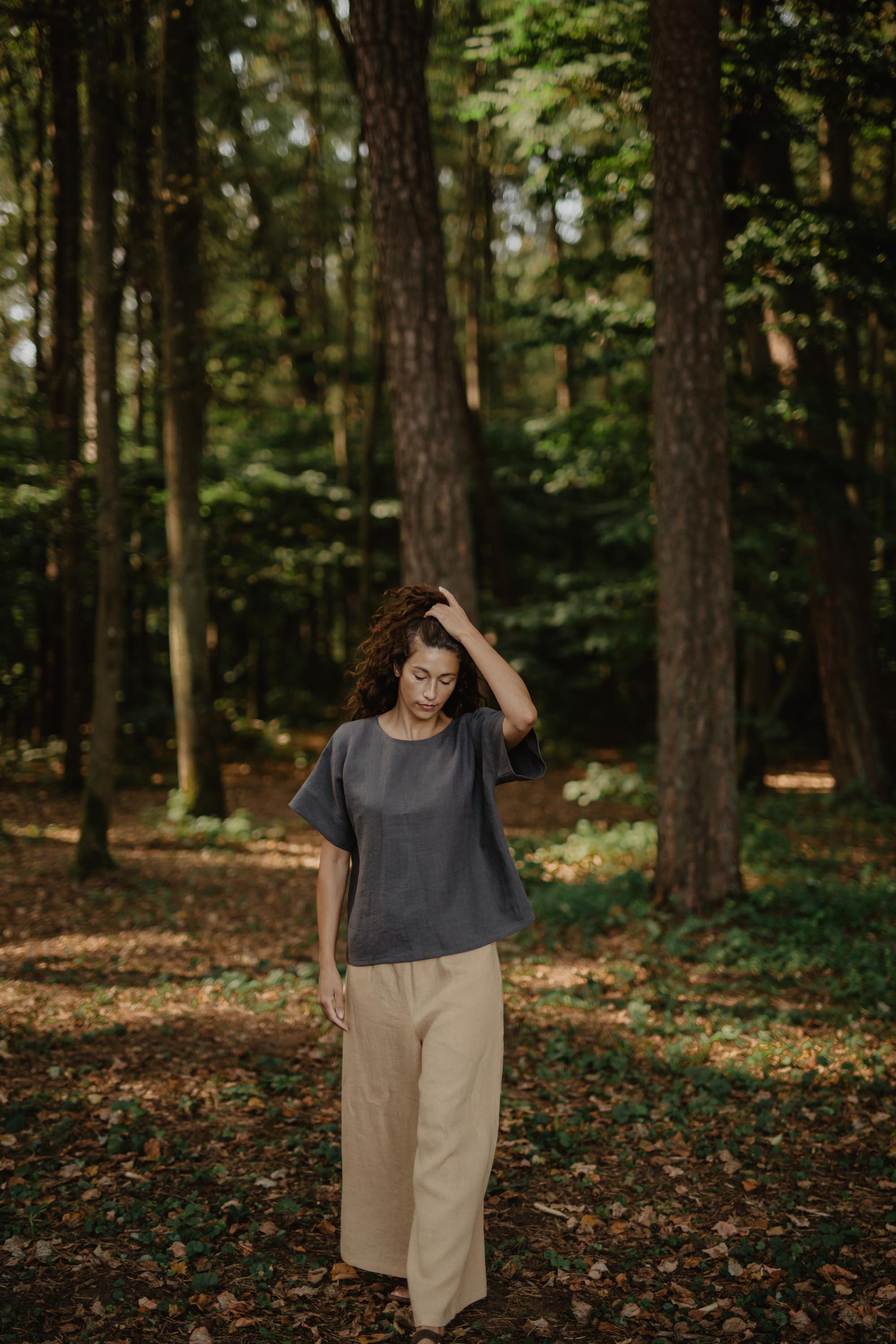 Leinentop PORTO - Anthrazit