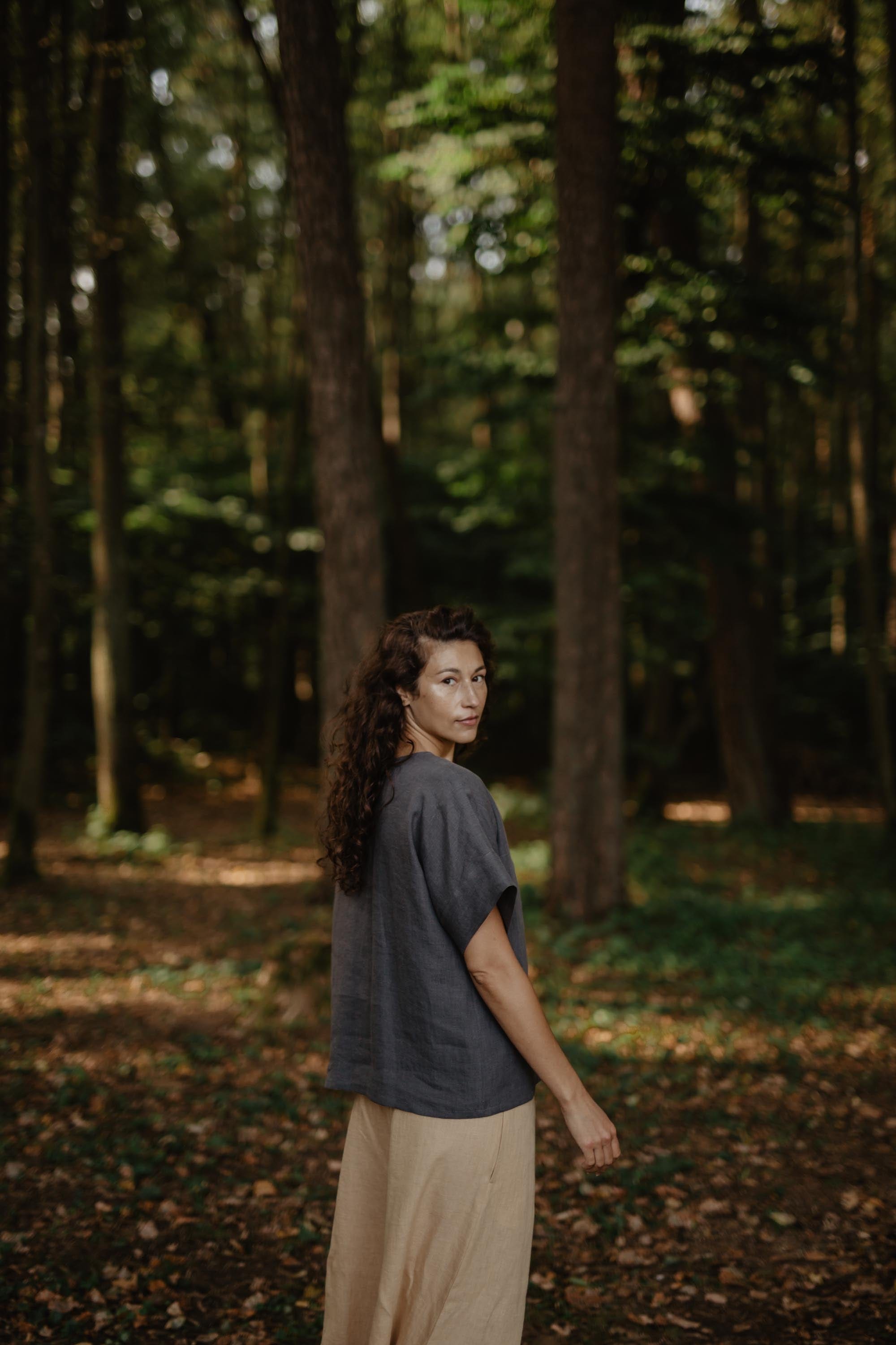 Leinentop PORTO - Anthrazit