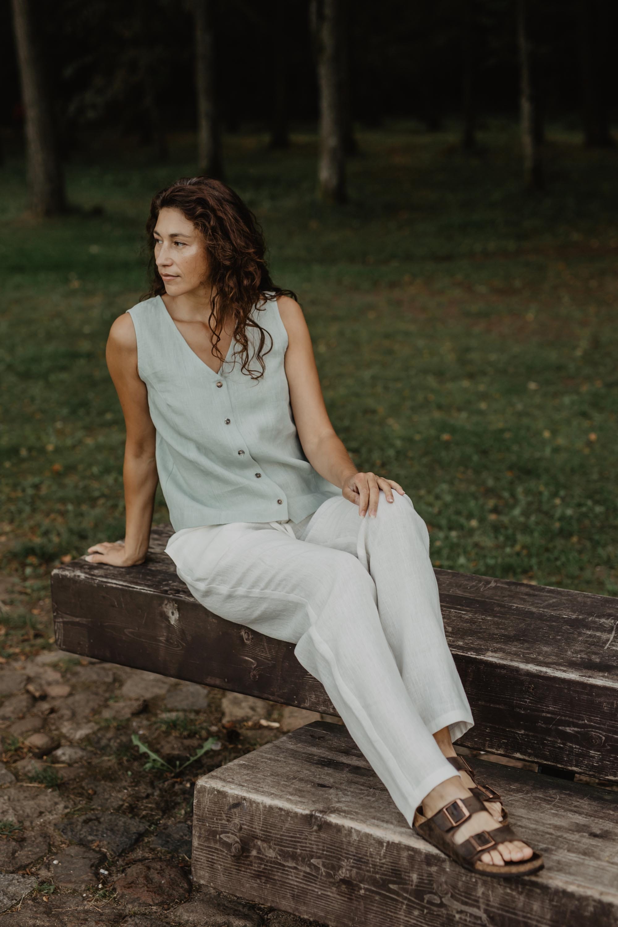 Leinenhose MALMO - Weiß