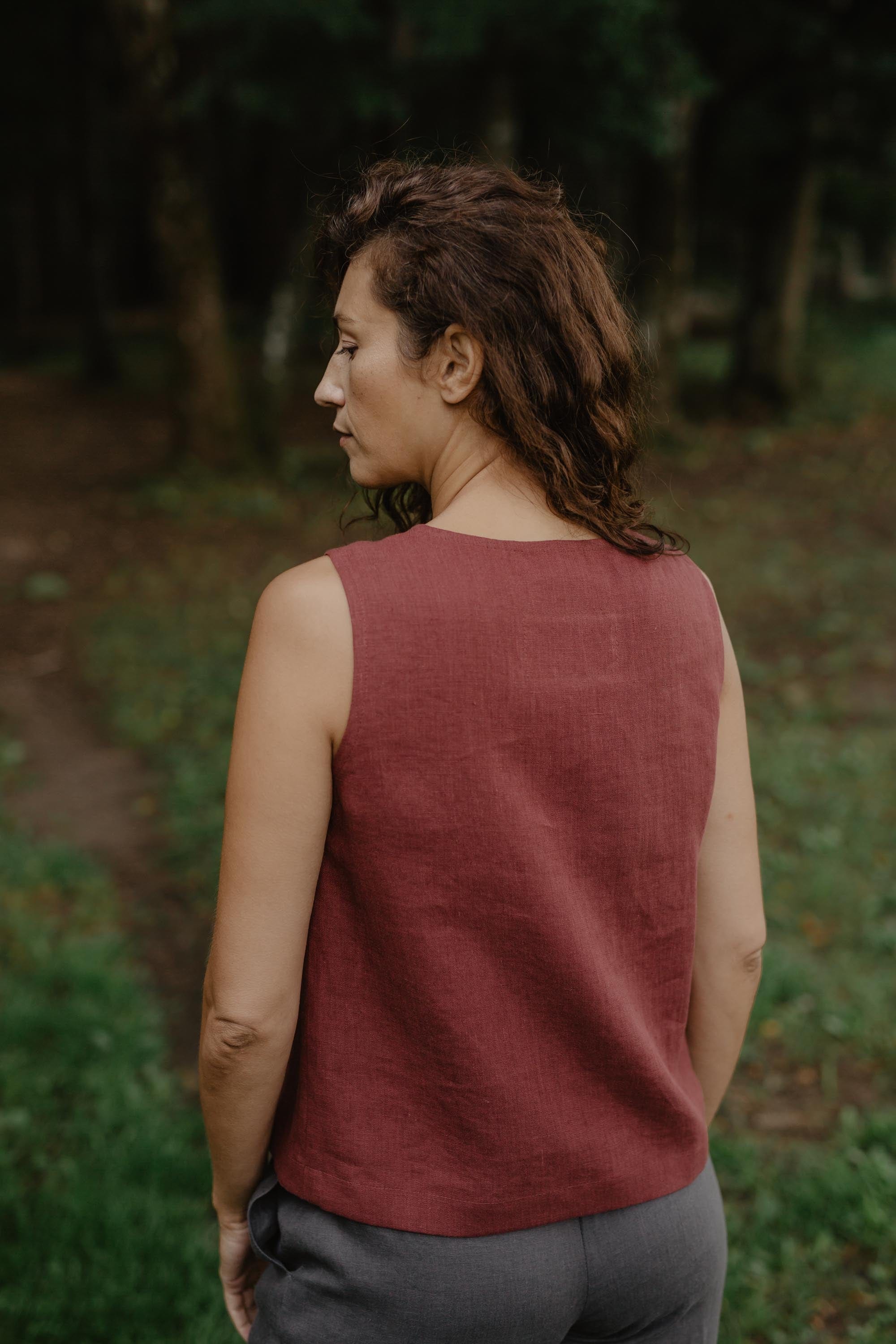 Leinentop TUNIS - Terrakotta