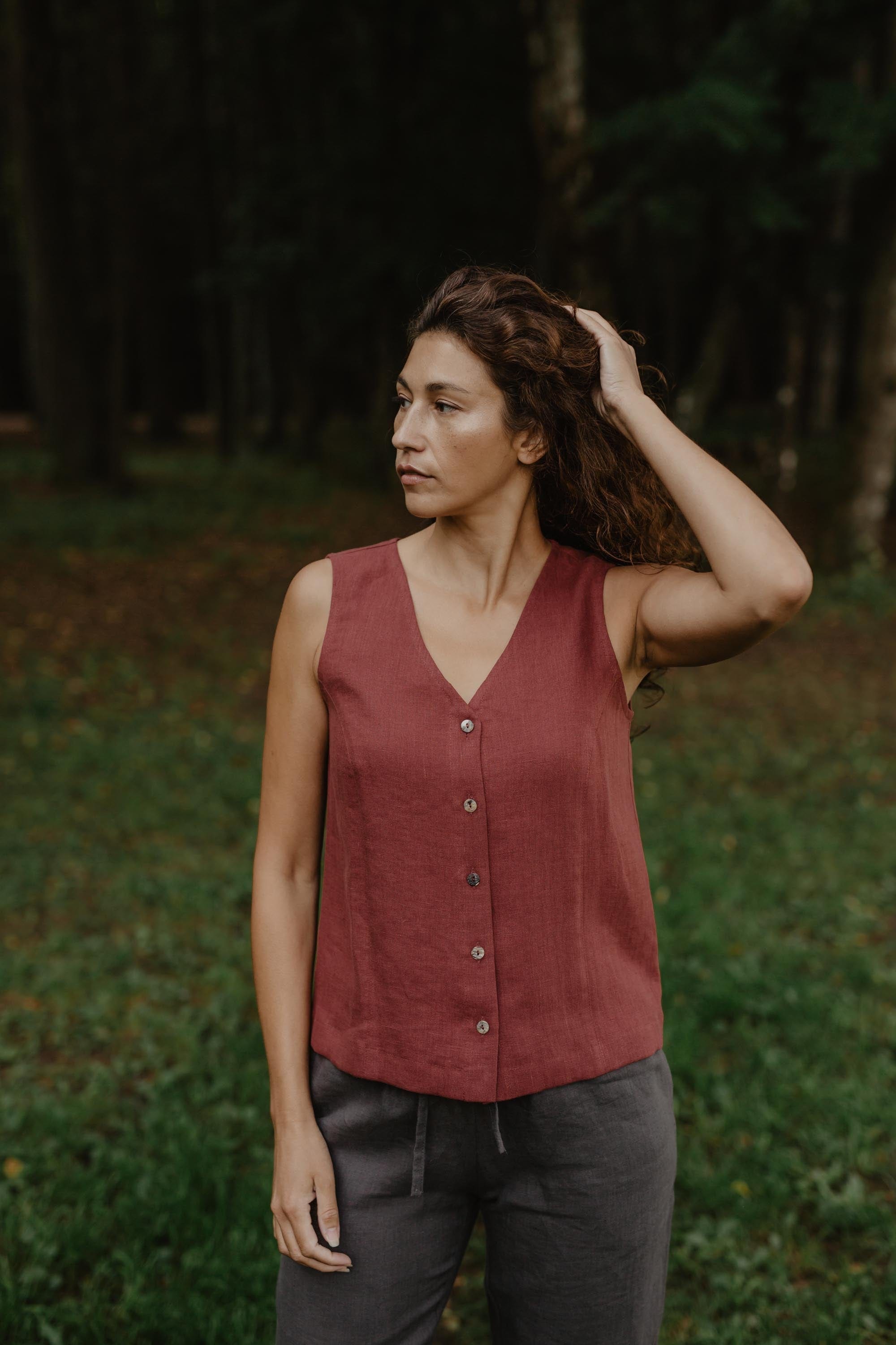 Leinentop TUNIS - Terrakotta