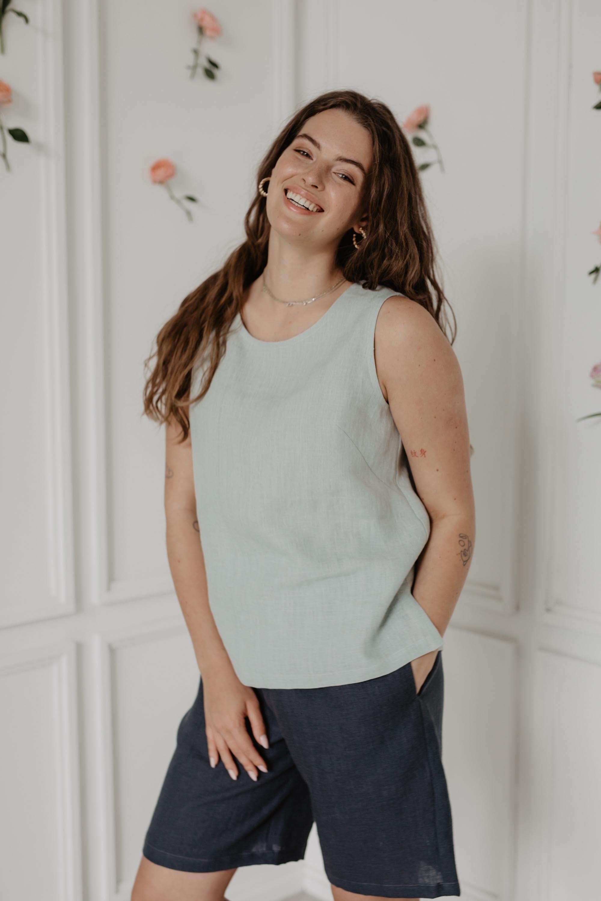 Lange Leinenshorts MATILDA - Anthrazit