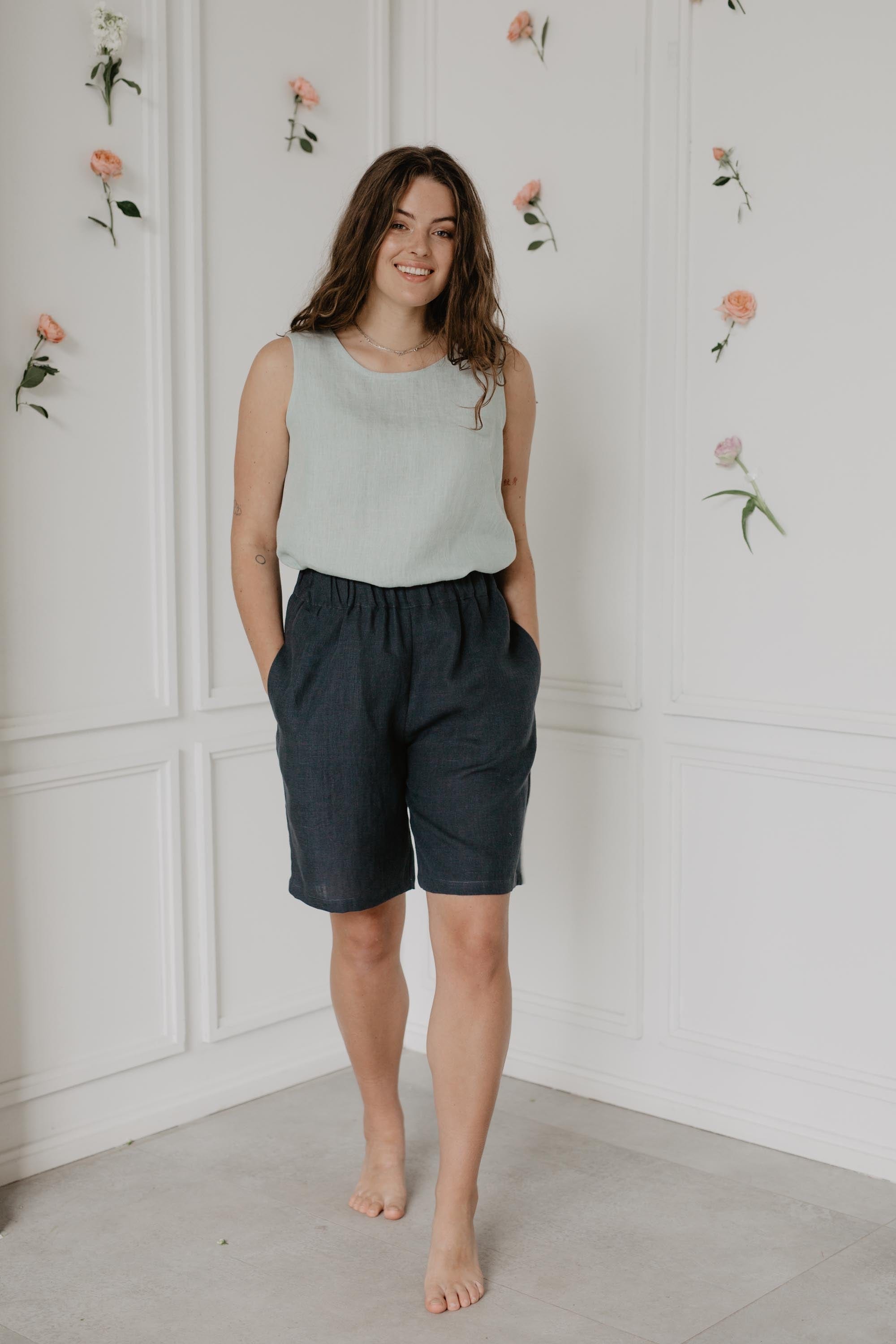 Lange Leinenshorts MATILDA - Anthrazit