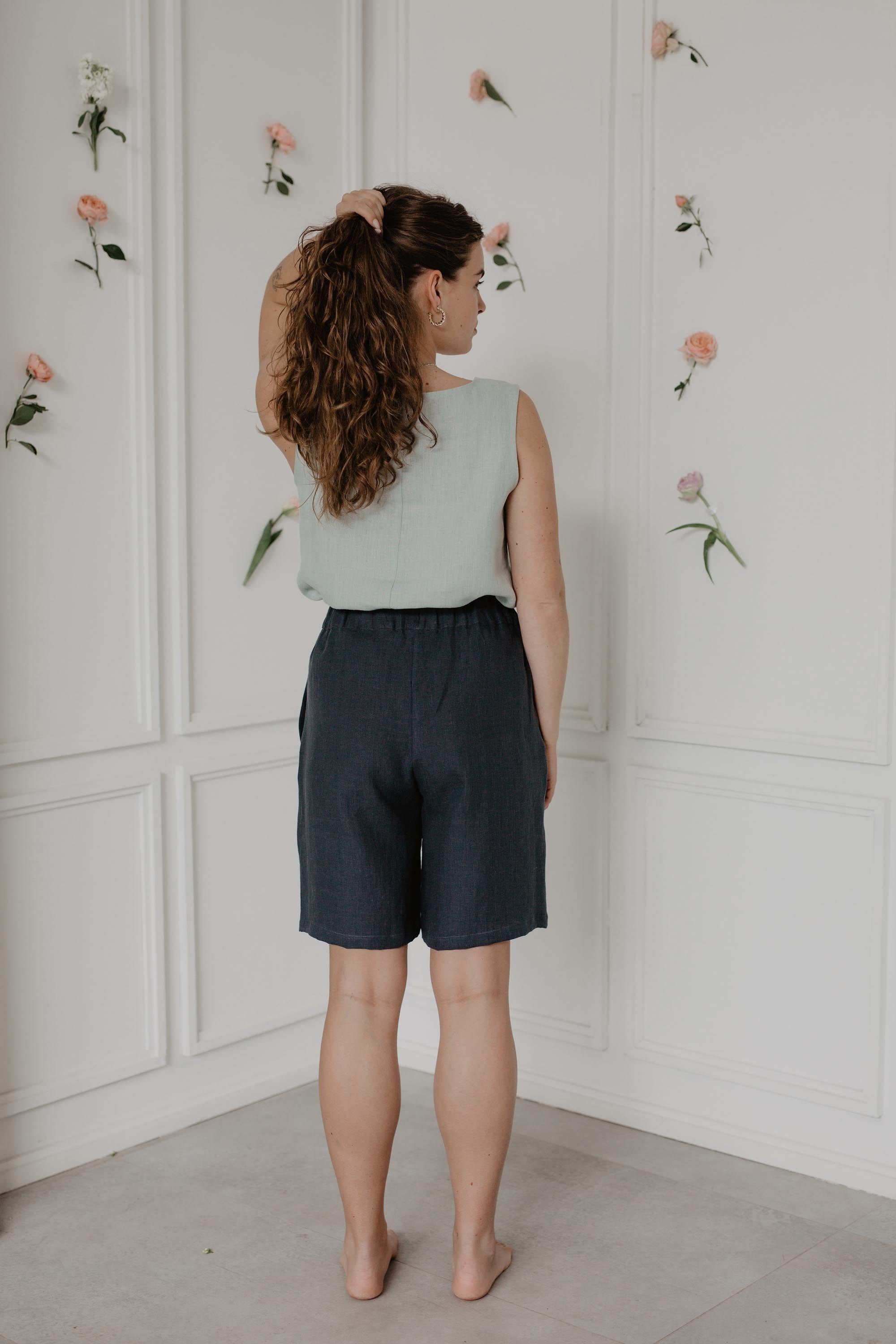 Lange Leinenshorts MATILDA - Anthrazit
