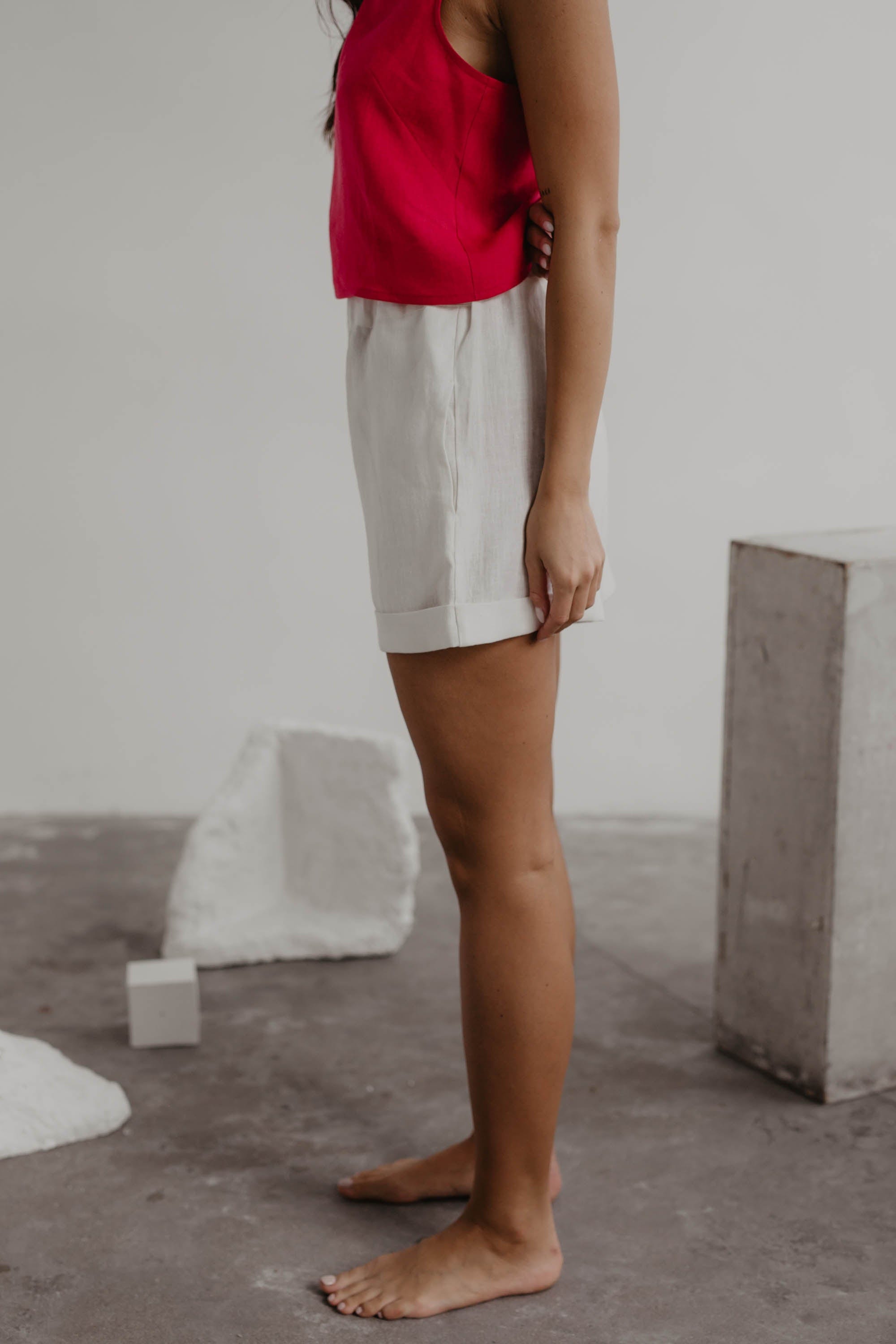 Leinenshorts MIA - Weiß