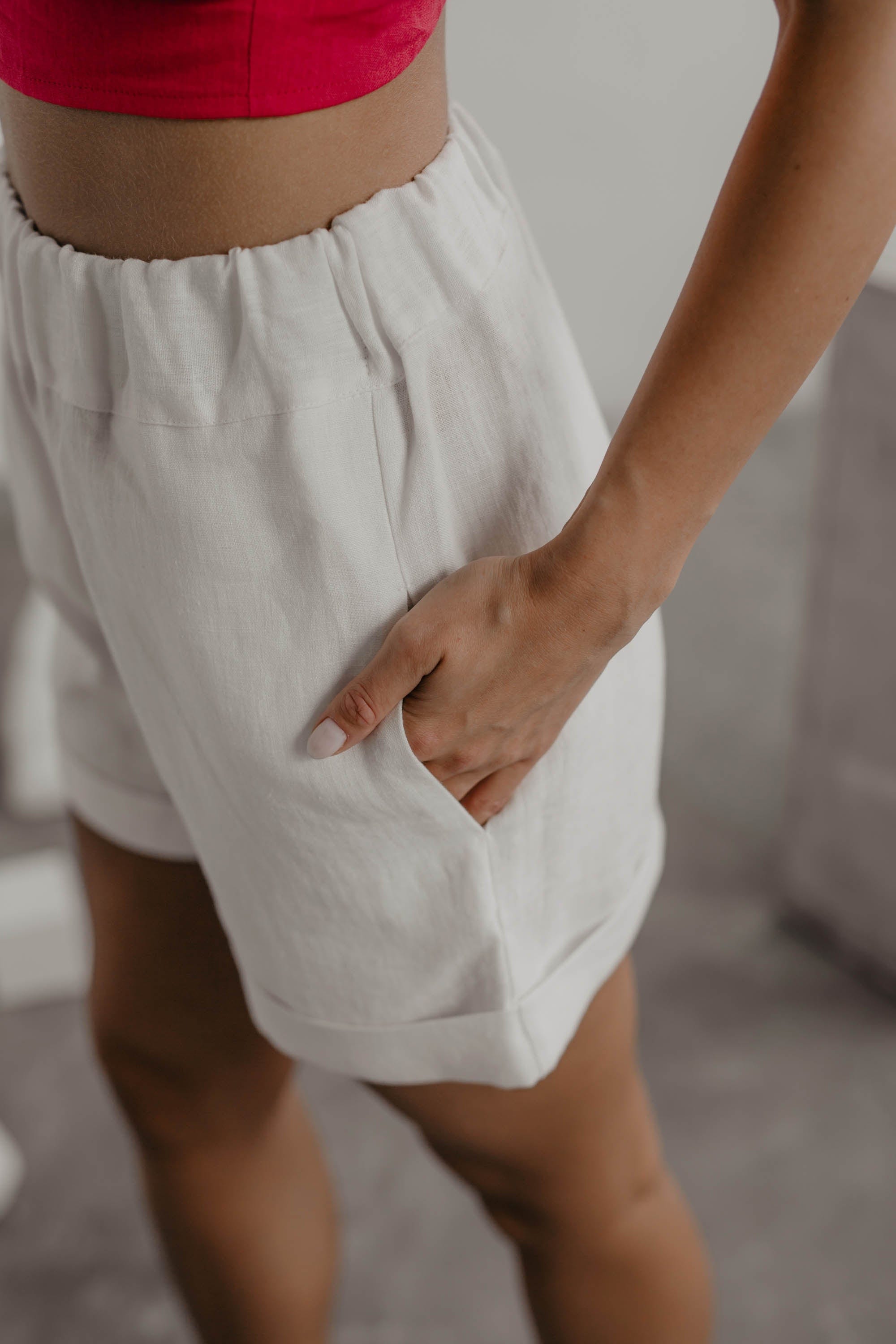 Leinenshorts MIA - Weiß
