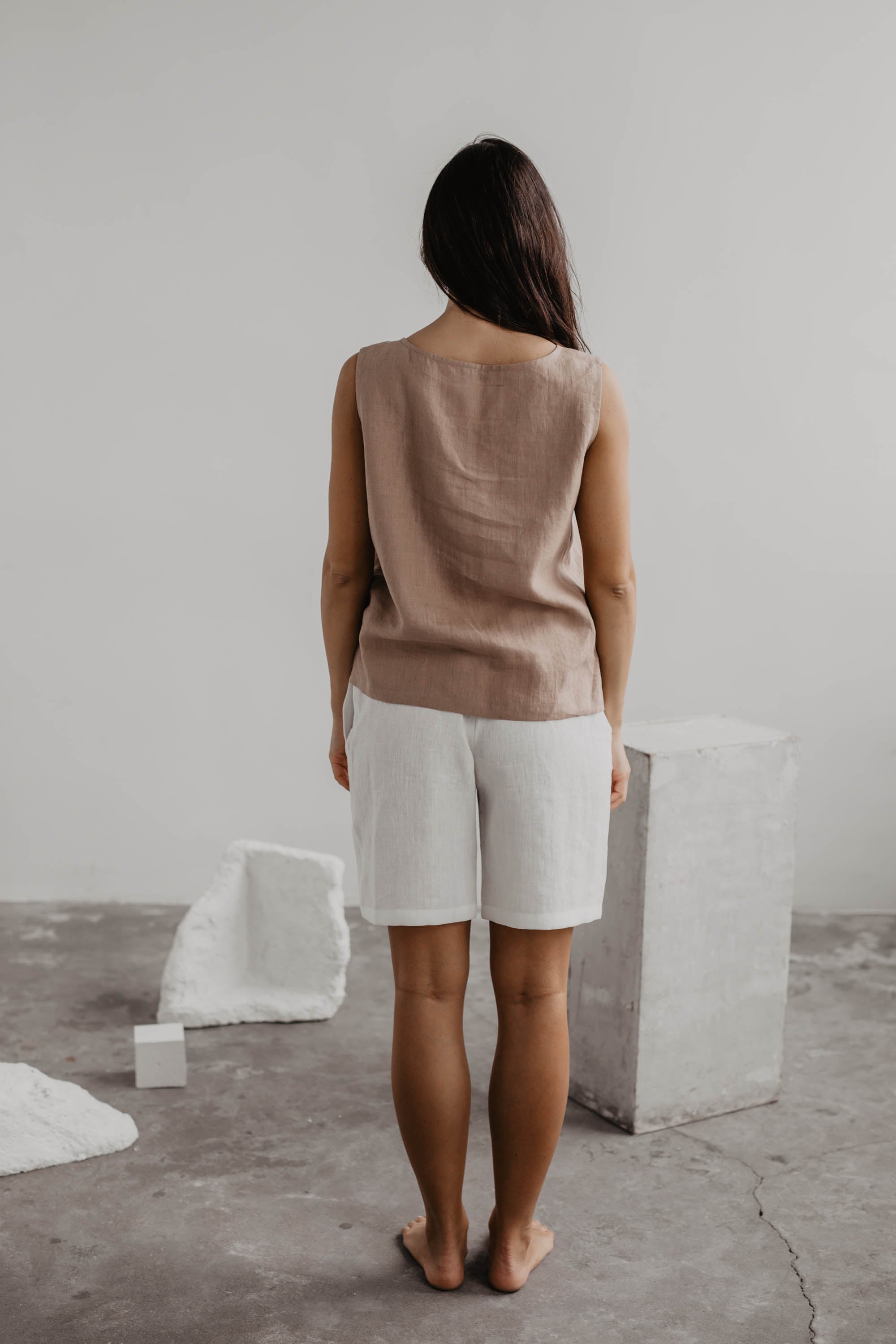 Lange Leinenshorts MATILDA - Weiß