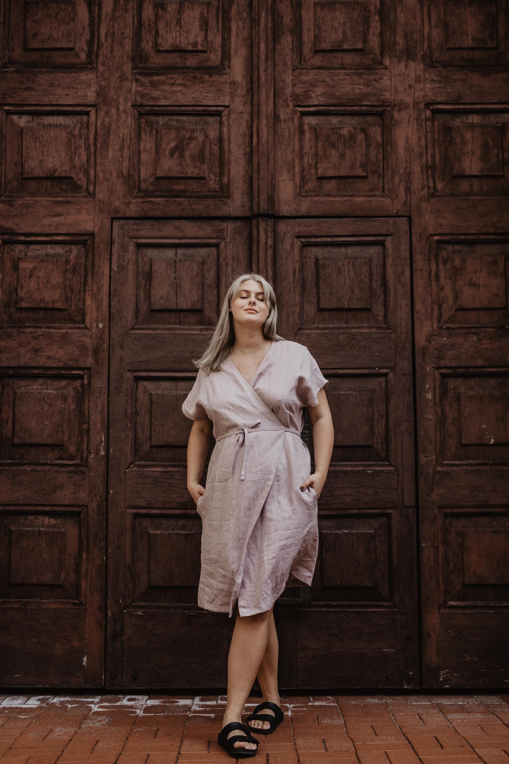 Leinenwickelkleid ROME - Staubrose