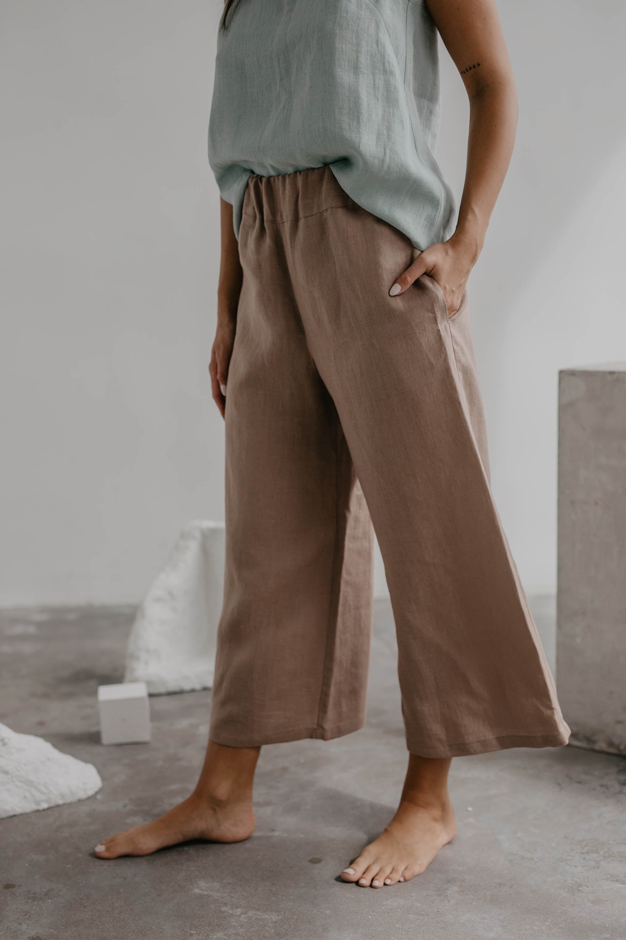 Leinenhose TOKYO - Rosenbraun