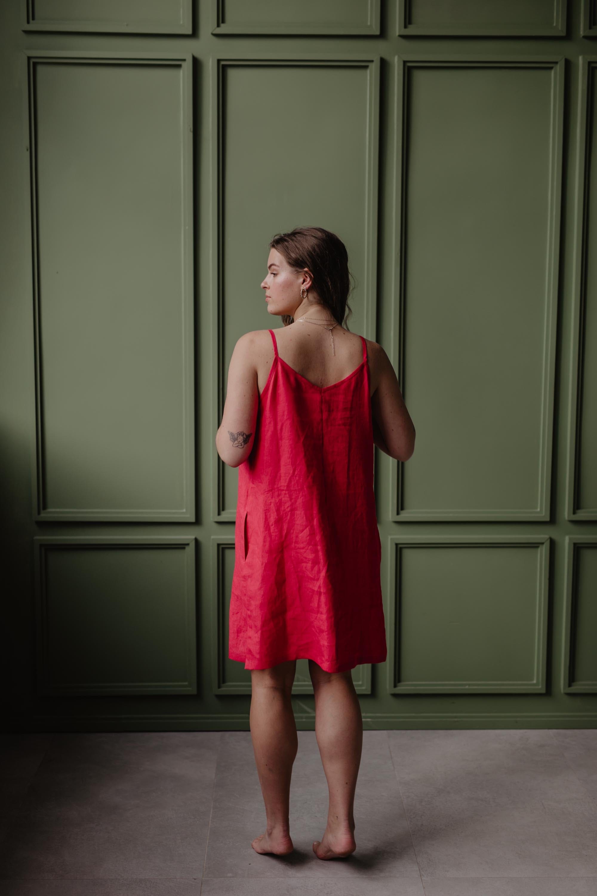 Leinenunterkleid ZOE - Viva Magenta