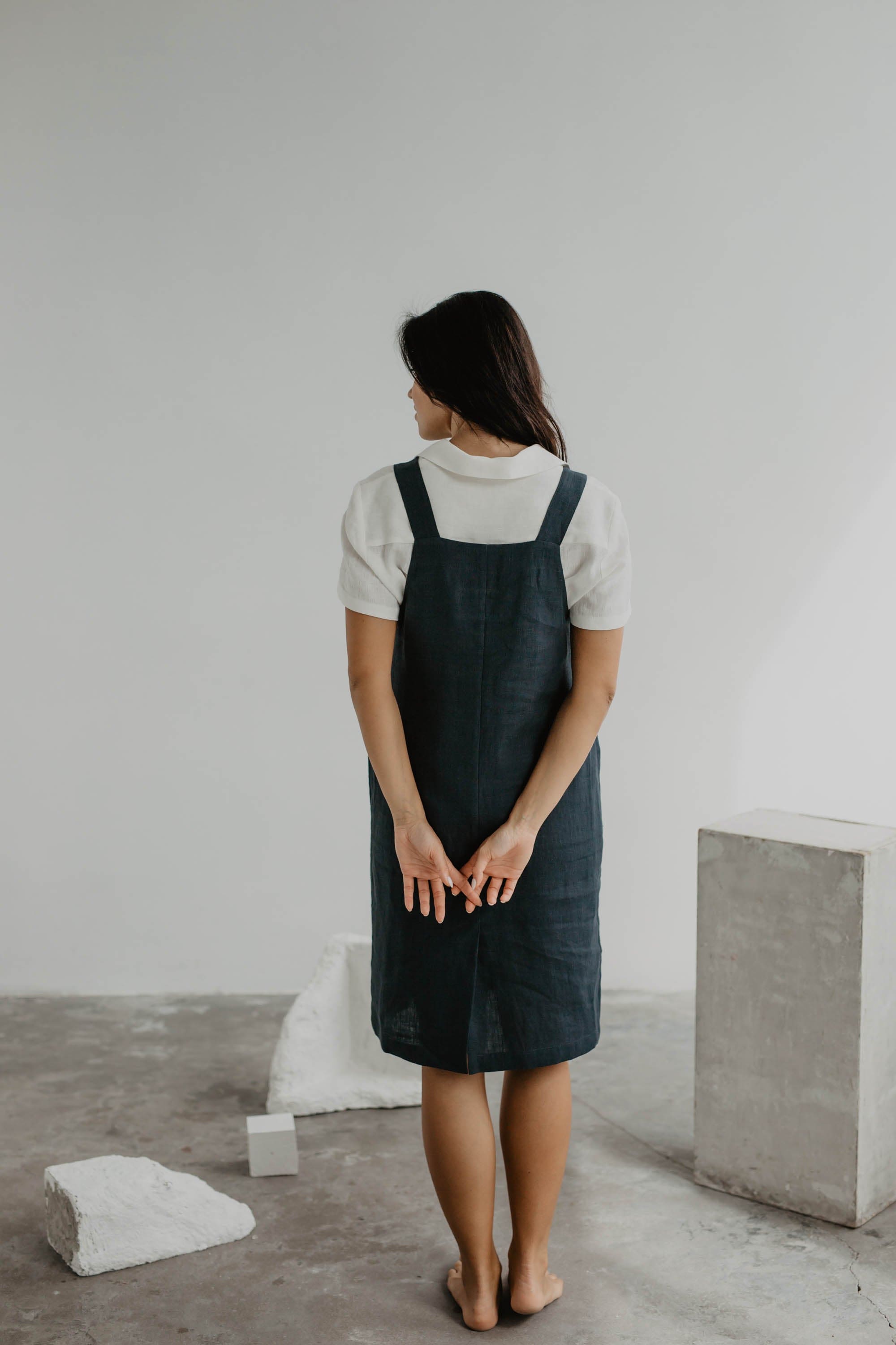 Leinenlatzkleid JADE - Anthrazit