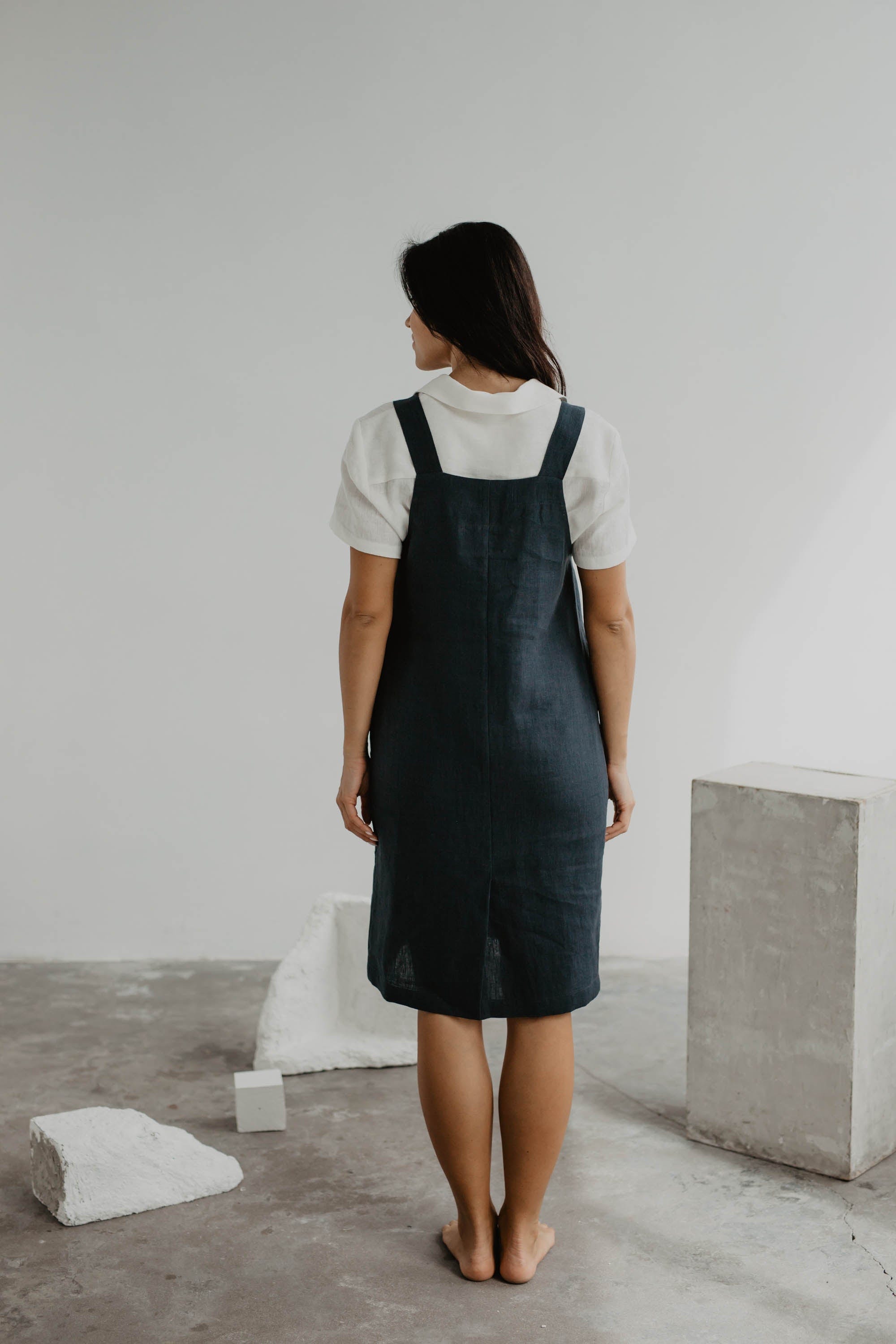 Leinenlatzkleid JADE - Anthrazit