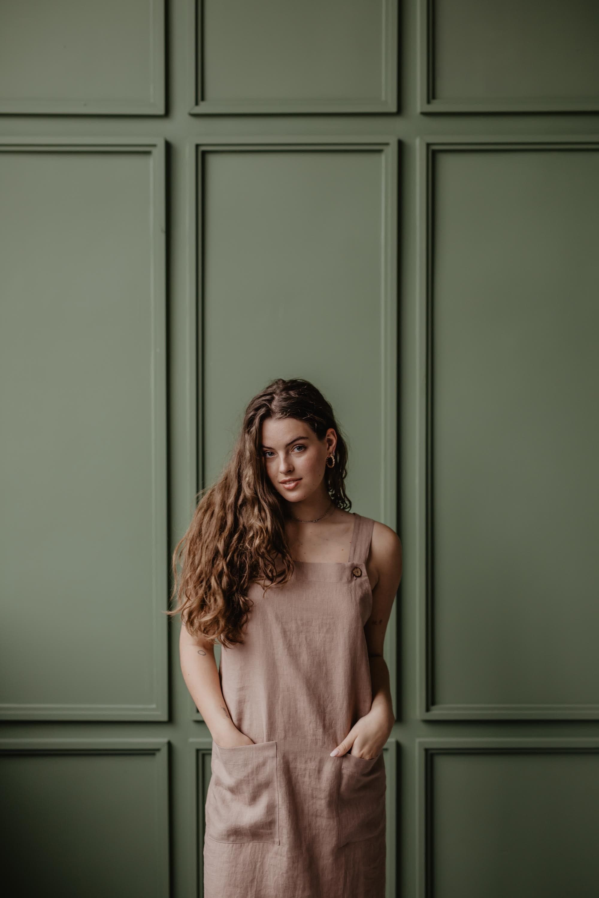 Leinenlatzkleid JADE - Rosenbraun
