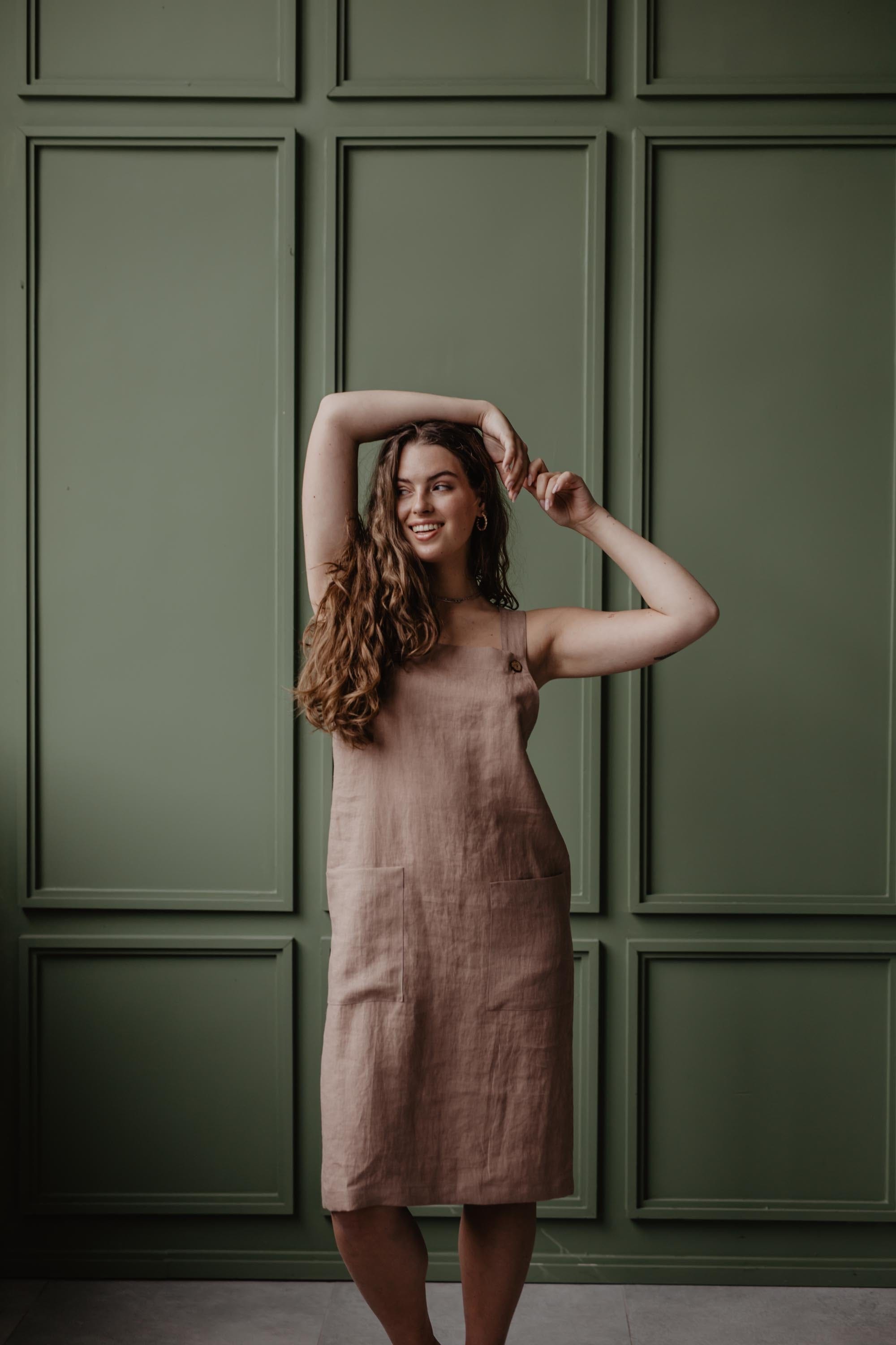 Leinenlatzkleid JADE - Rosenbraun