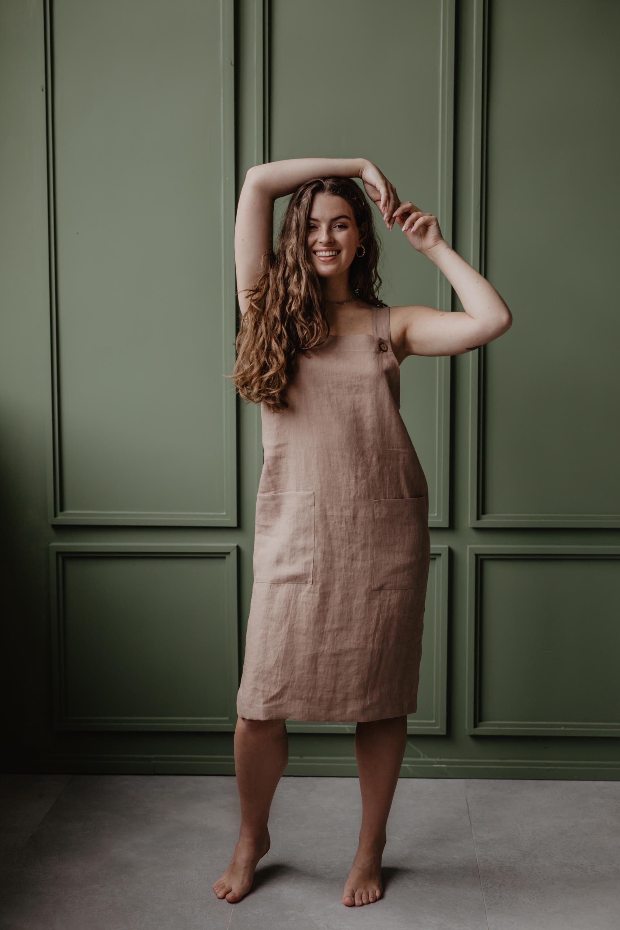 Leinenlatzkleid JADE - Rosenbraun