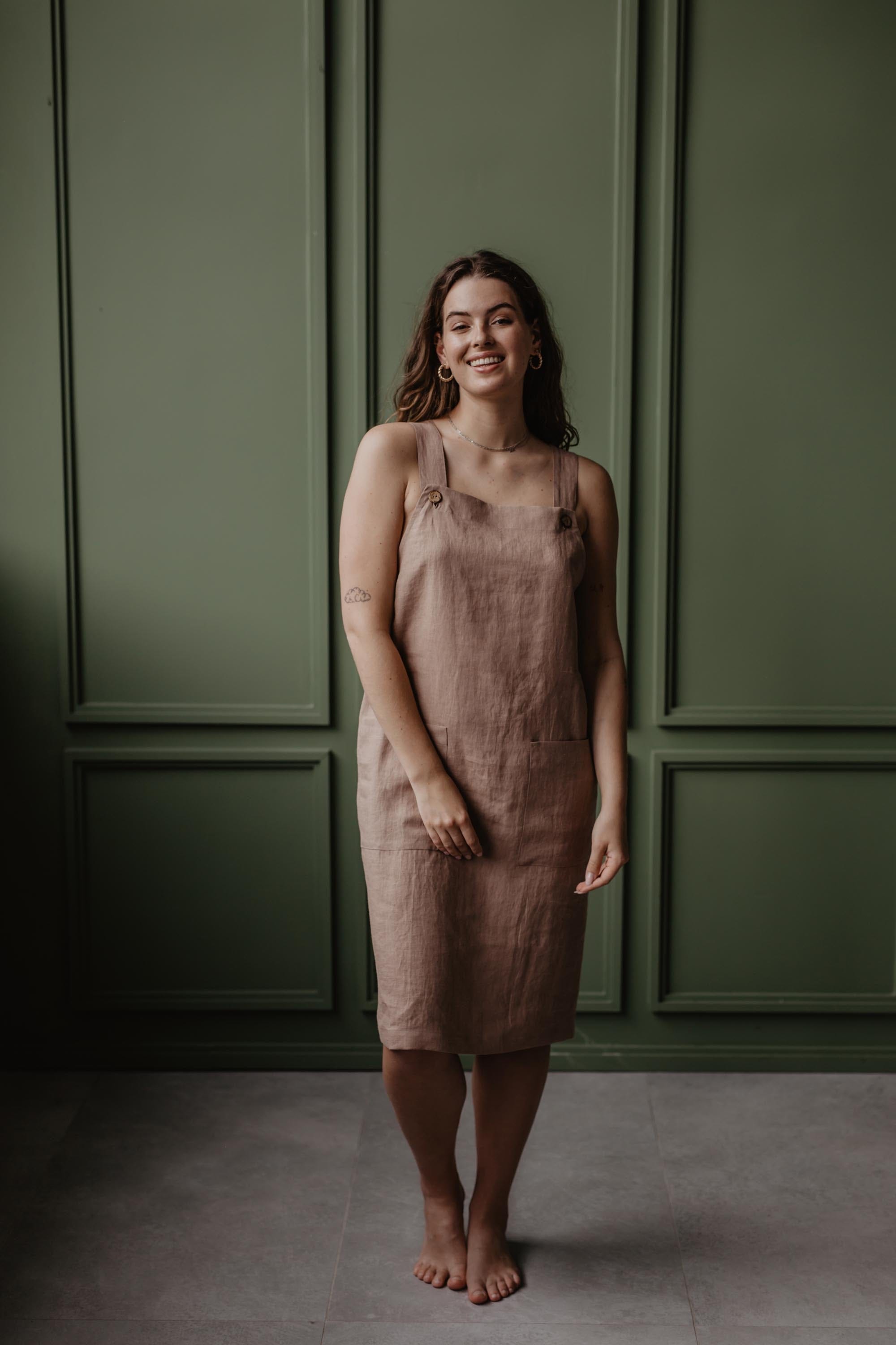 Leinenlatzkleid JADE - Rosenbraun