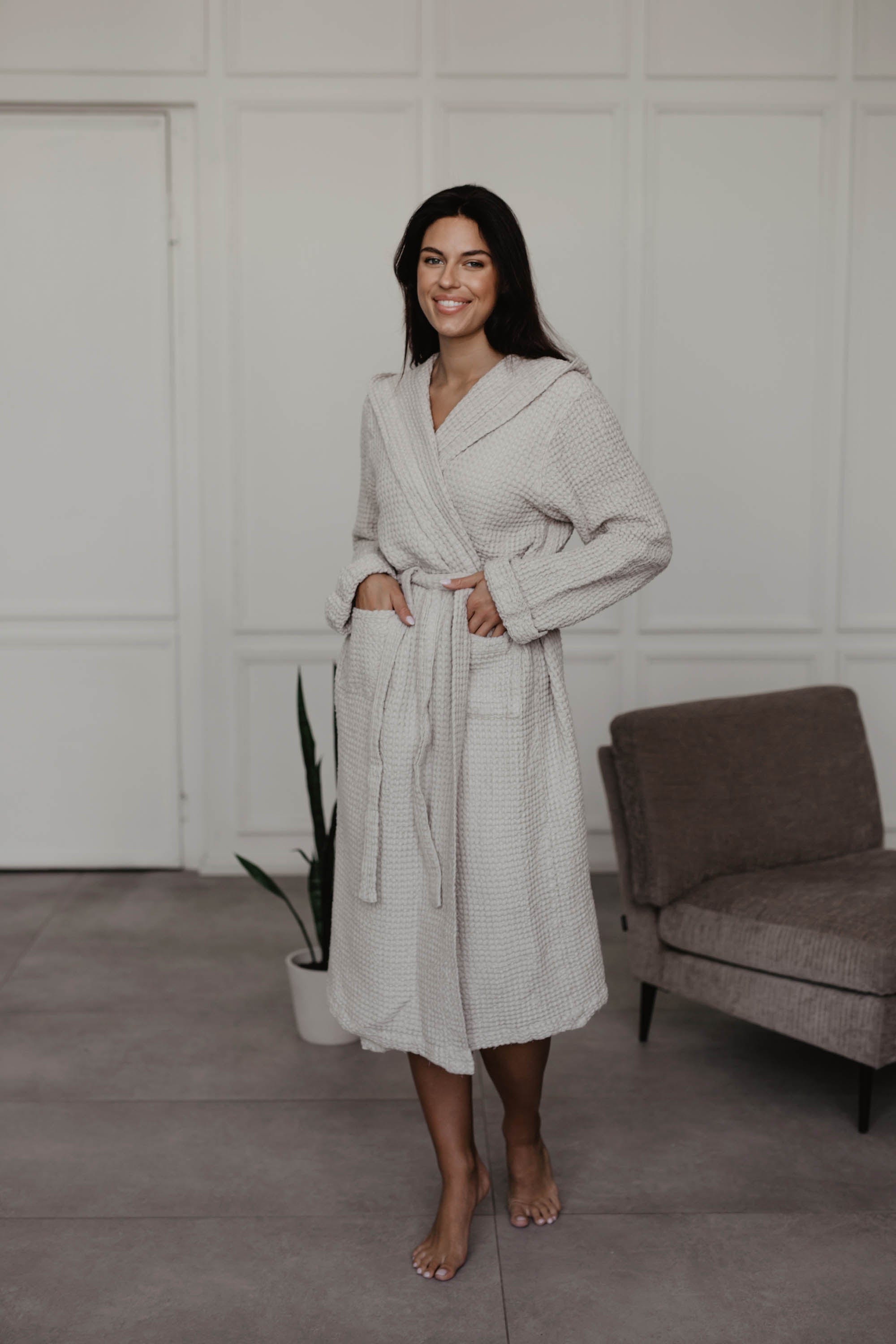 Wabenförmiger Bademantel SNUGGLE - Creme