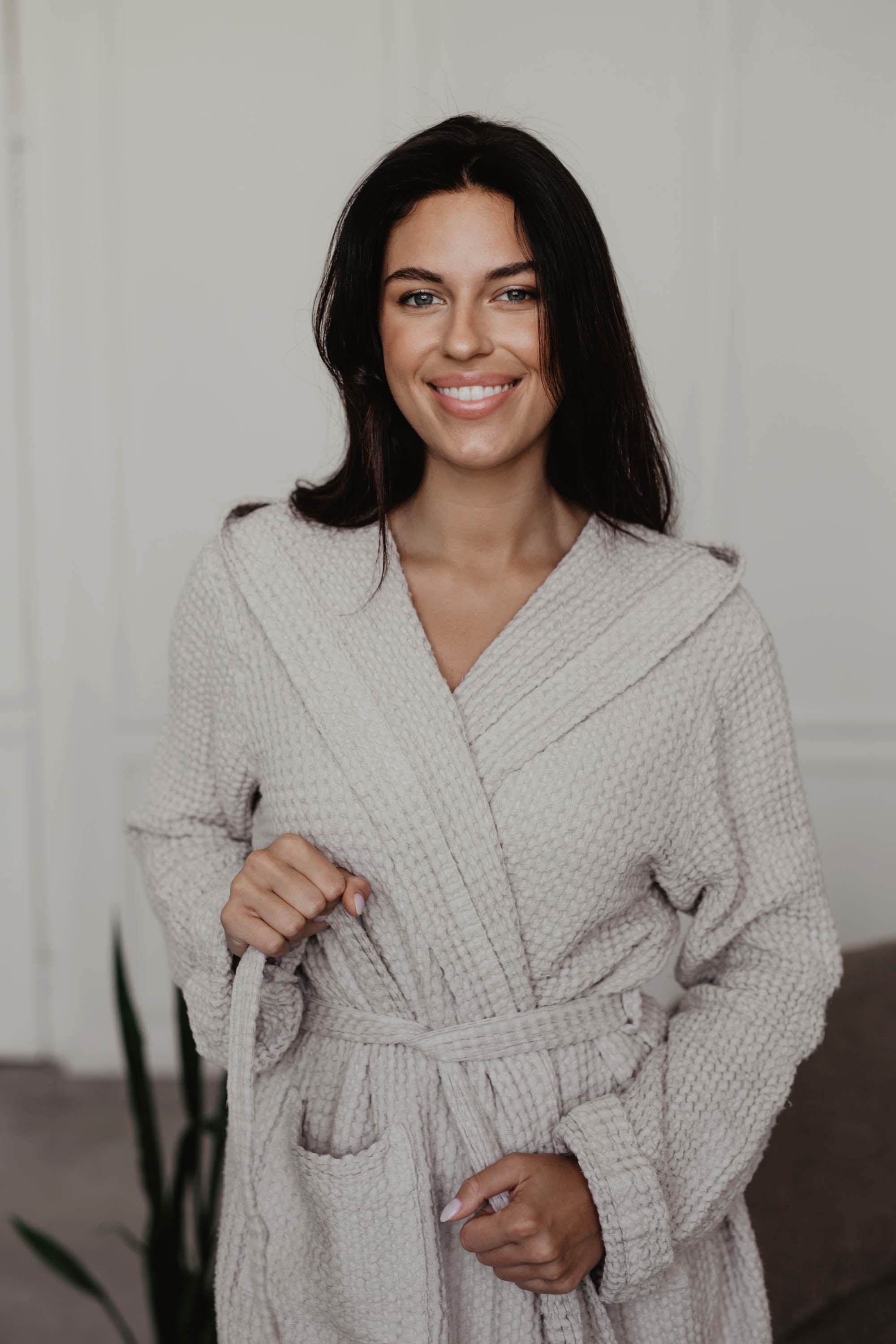Wabenförmiger Bademantel SNUGGLE - Creme