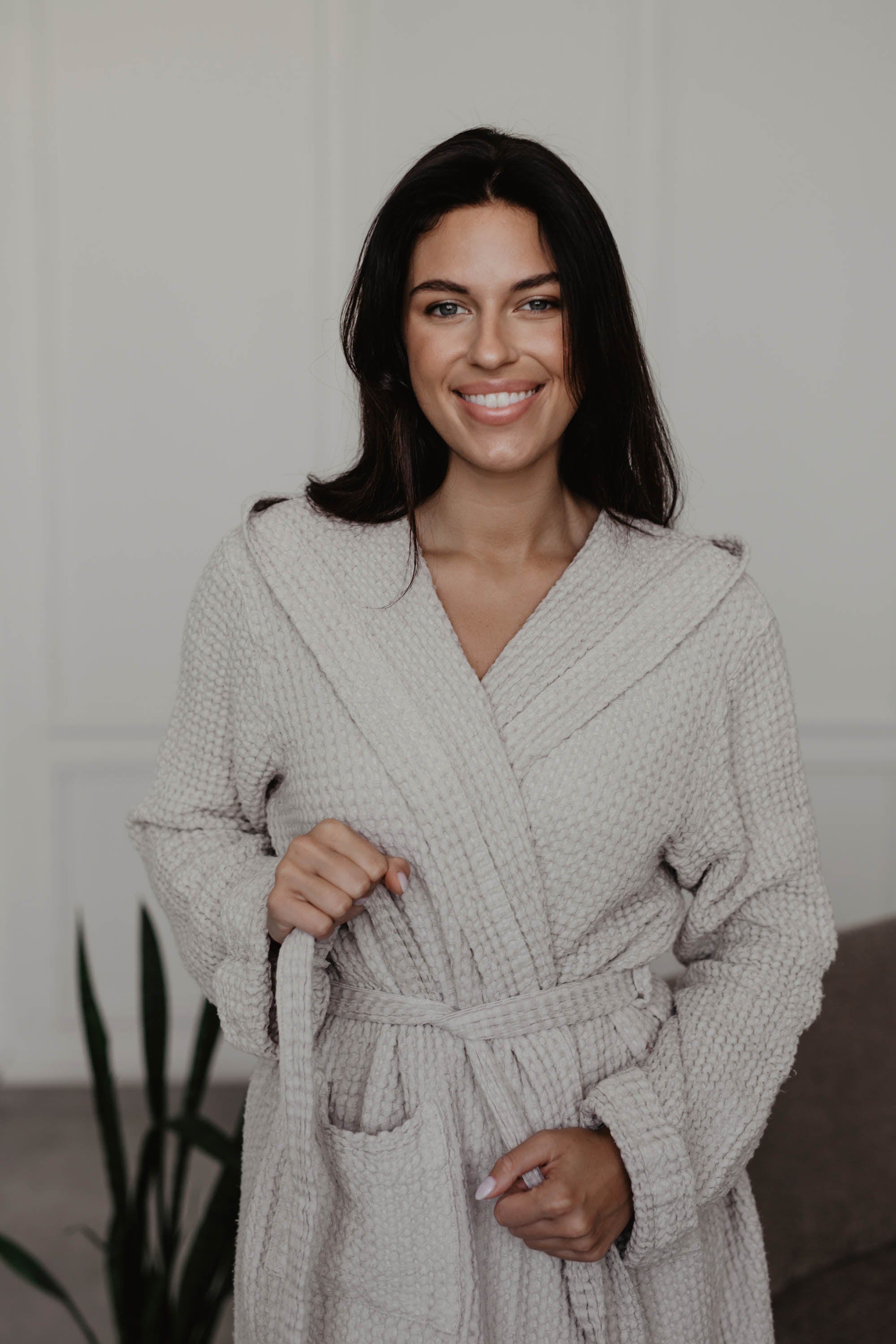 Wabenförmiger Bademantel SNUGGLE - Creme