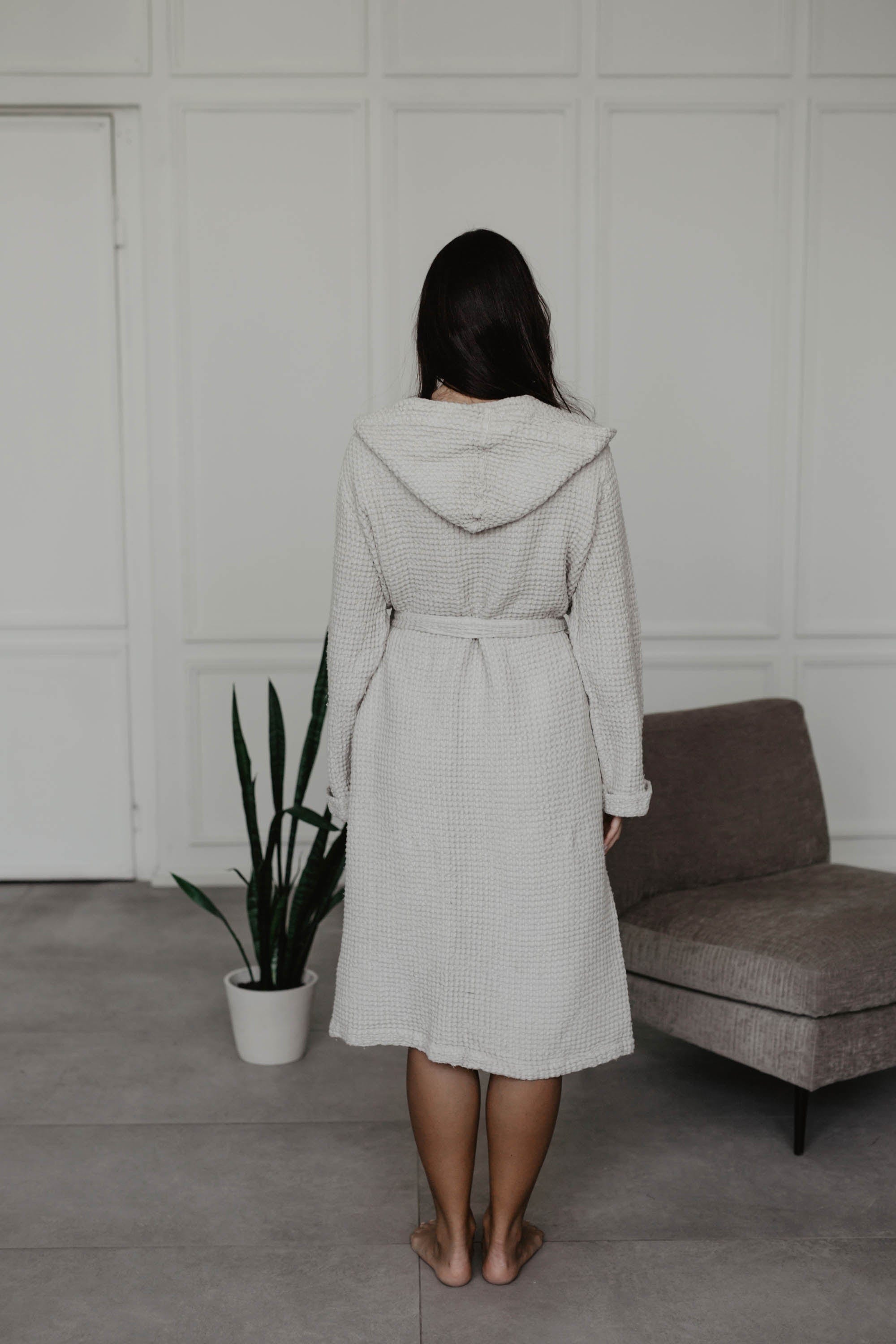 Wabenförmiger Bademantel SNUGGLE - Creme