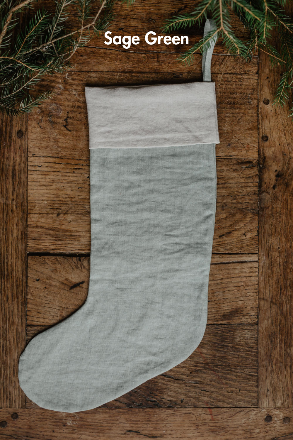 Green Mint Linen Christmas Stocking By Amourlinen