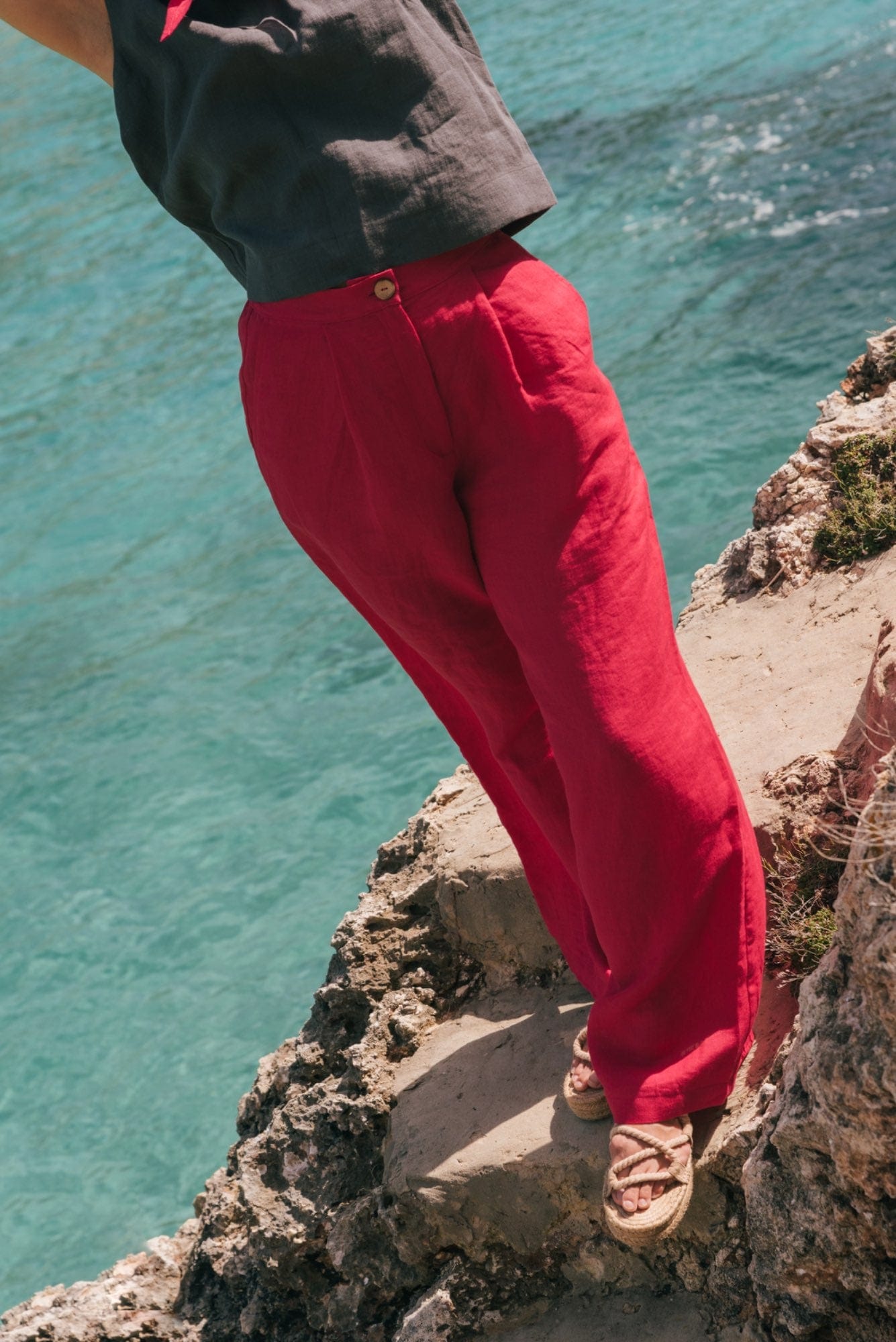 Klassische Leinenhose LYDIA - Viva Magenta
