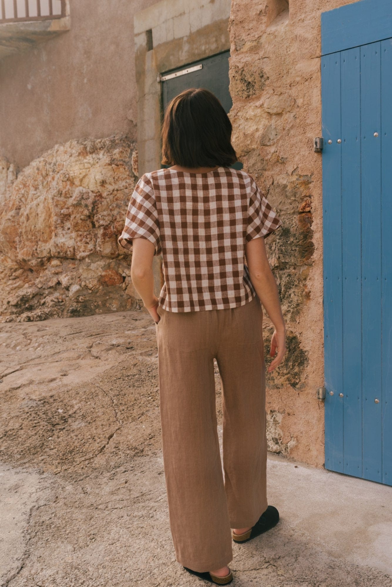 Gerade geschnittene Leinenhose BARBORA - Rosenbraun