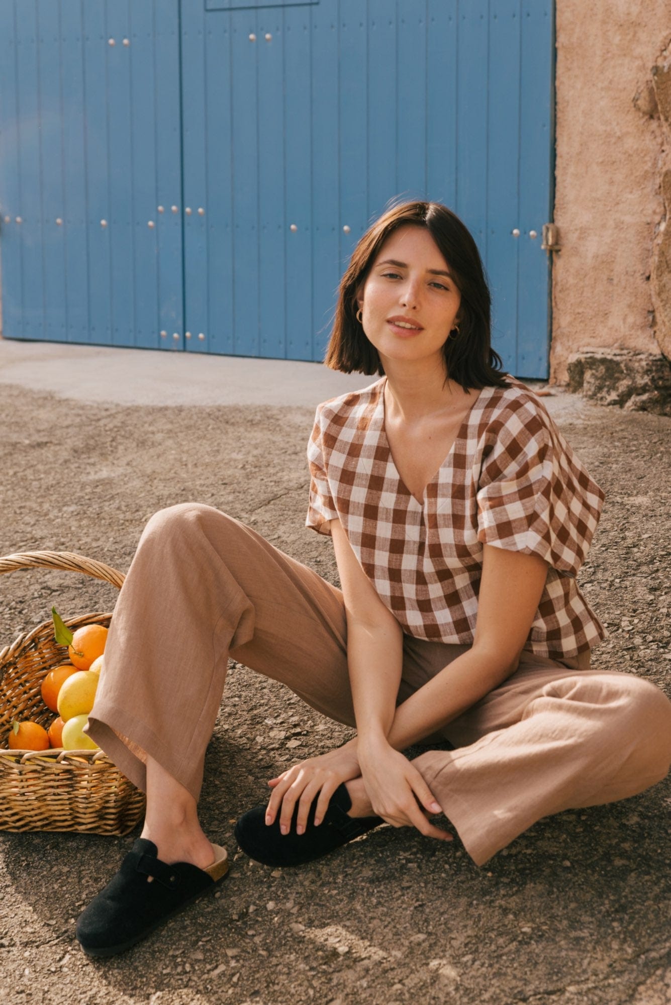 Gerade geschnittene Leinenhose BARBORA - Rosenbraun