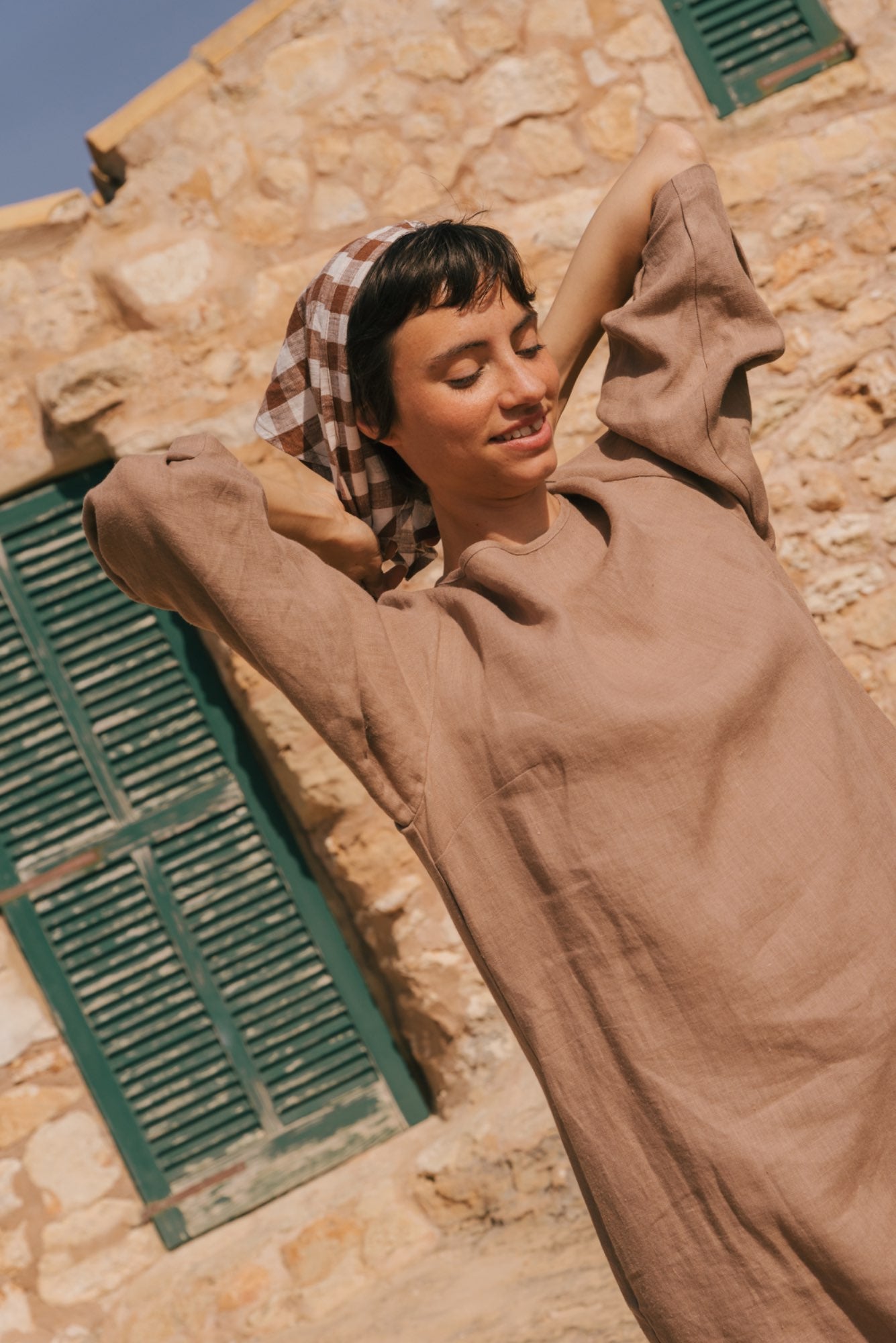 Leinenschal in Matcha Grün