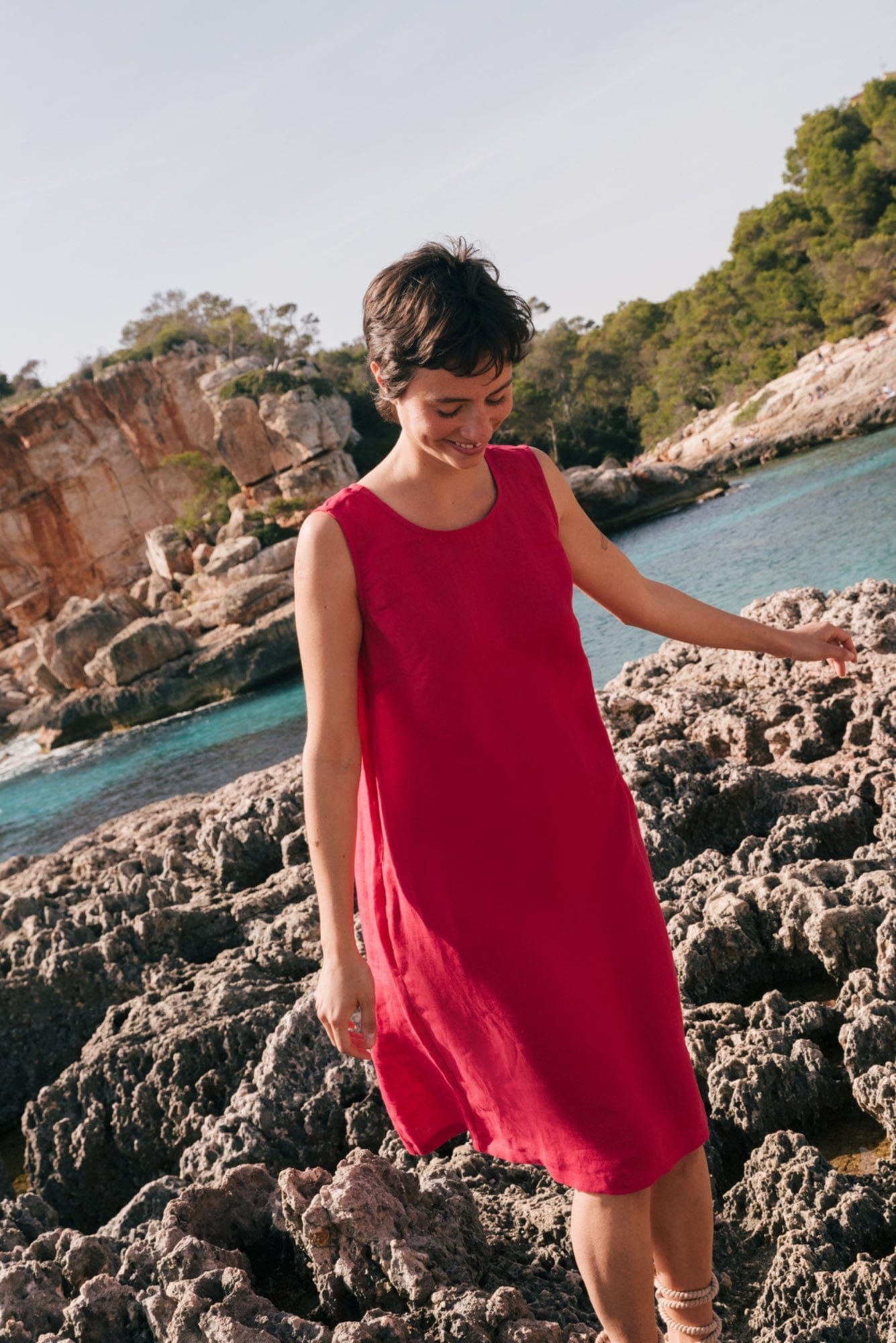 Lockeres Leinenkleid NORAH - Viva Magenta