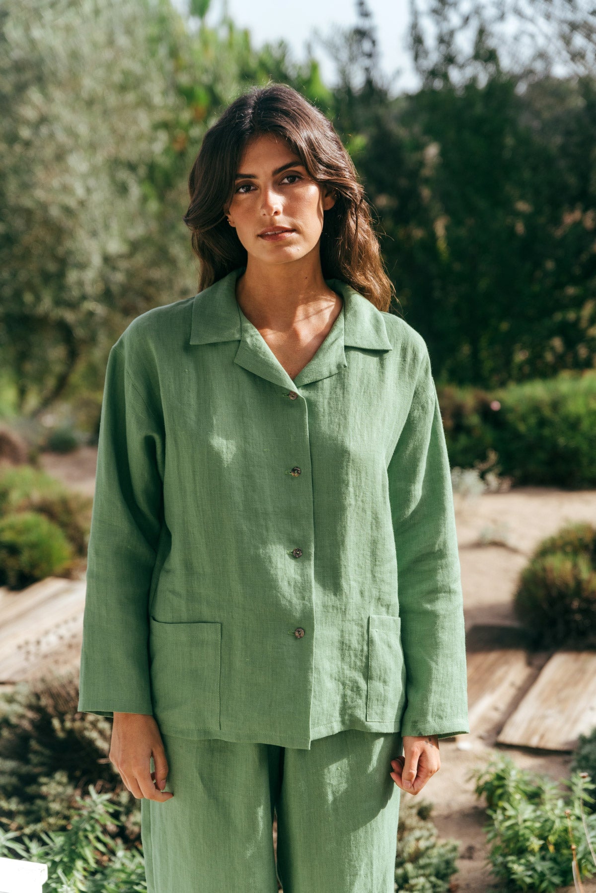 Langärmeliges Pyjama-Set SNOOZE - Matcha Grün