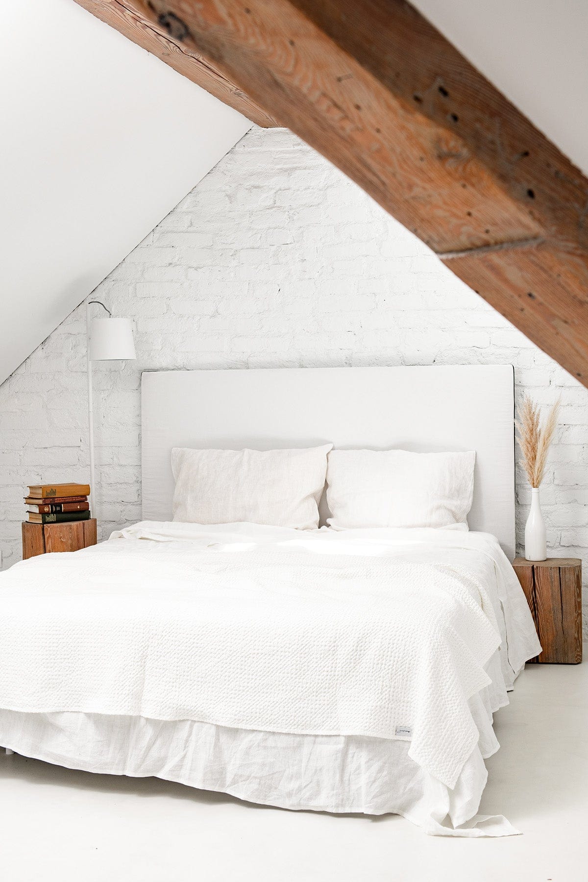 AmourLinen Leinen-Waffeldecke 135 x 205 cm / Weiße Leinen-Waffelbettdecke in Weiß Weiße Leinenbettdecke | AmourLinen | Waffeldecke