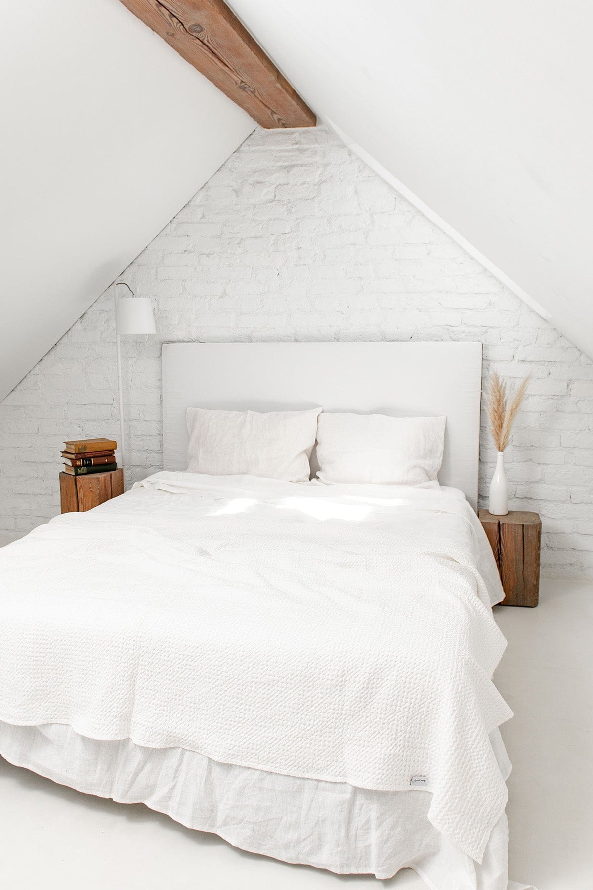 AmourLinen Leinen-Waffeldecke 135 x 205 cm / Weiße Leinen-Waffelbettdecke in Weiß Weiße Leinenbettdecke | AmourLinen | Waffeldecke