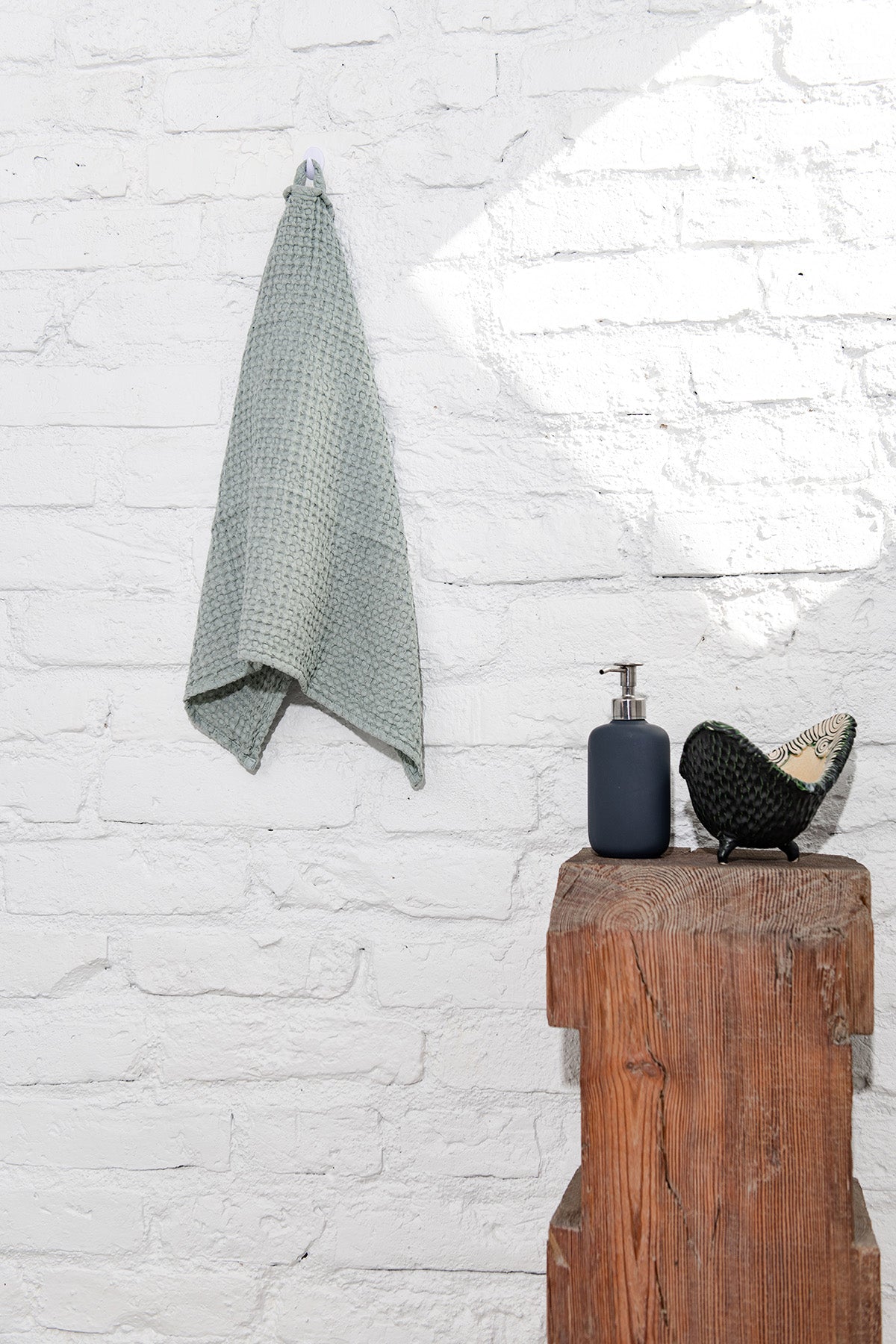 Sage Green Waffle Linen Hand Towel By Amourlinen