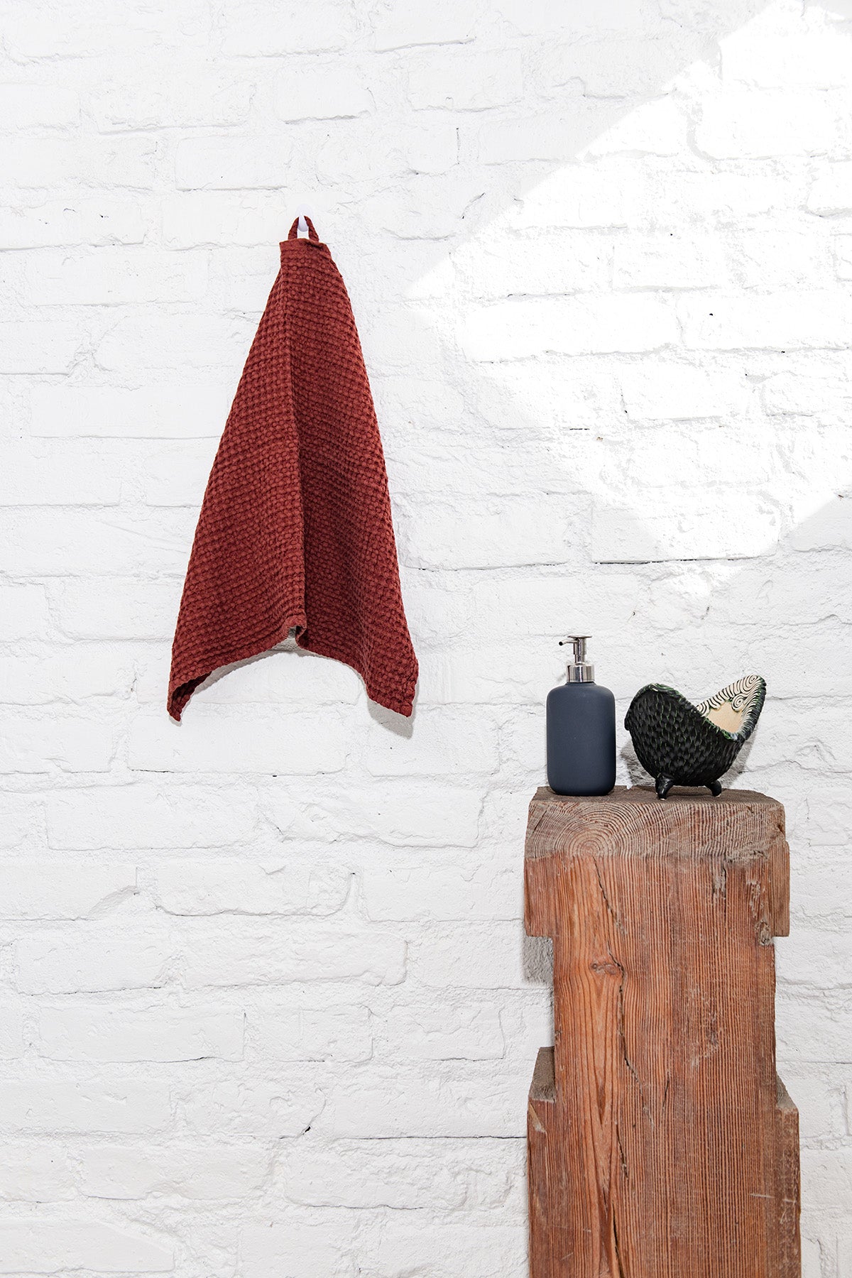 Terracotta Waffle Linen Hand Towel By Amourlinen