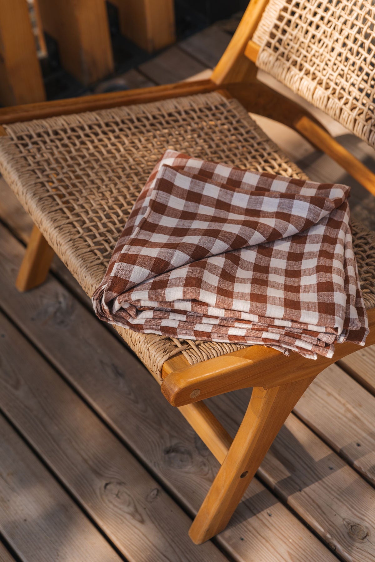 Bettlaken aus Leinen in Mokka Gingham