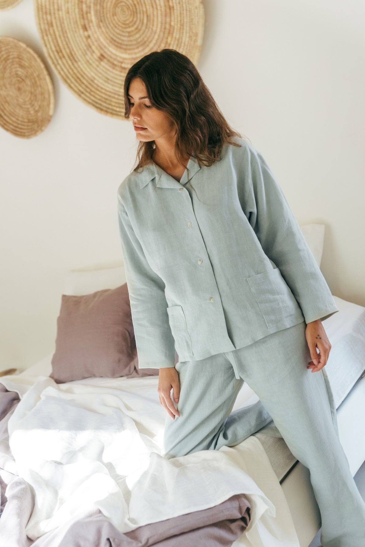 Langärmeliges Pyjama-Set SNOOZE - Salbeigrun