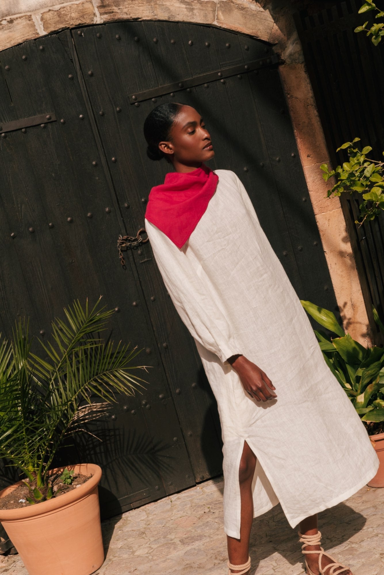 Leinenschal in Matcha Grün