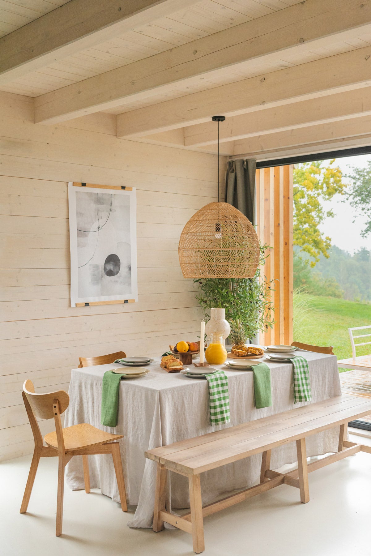 Tischdecke aus Leinen in Creme
