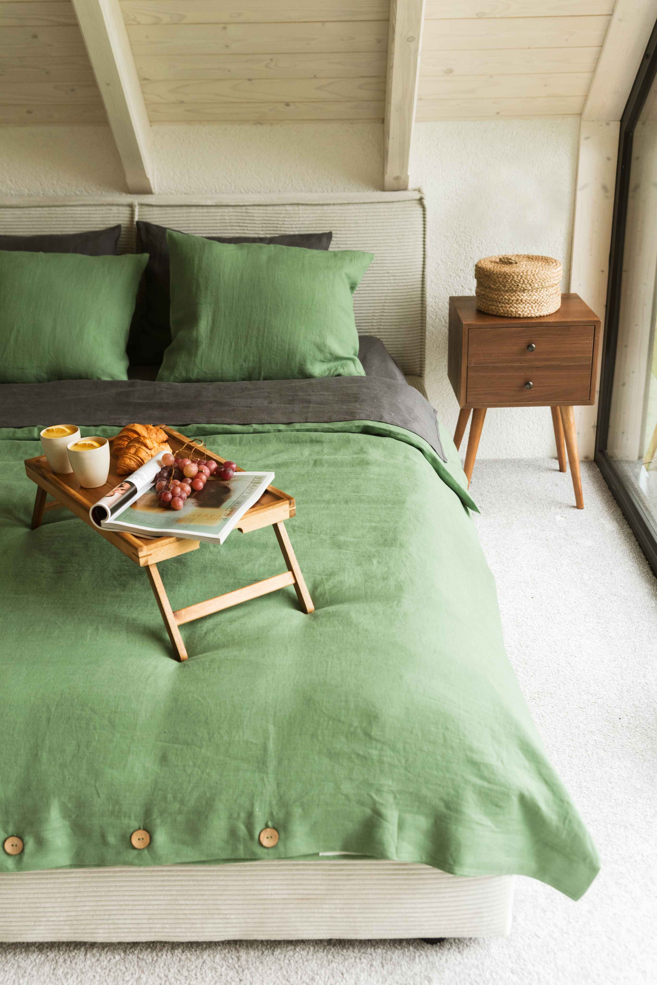 AmourLinen Leinen-Bettbezug Leinen-Bettbezug in Matcha-Grün Leinen-Bettbezug in Matcha-Grün | AmourLinen