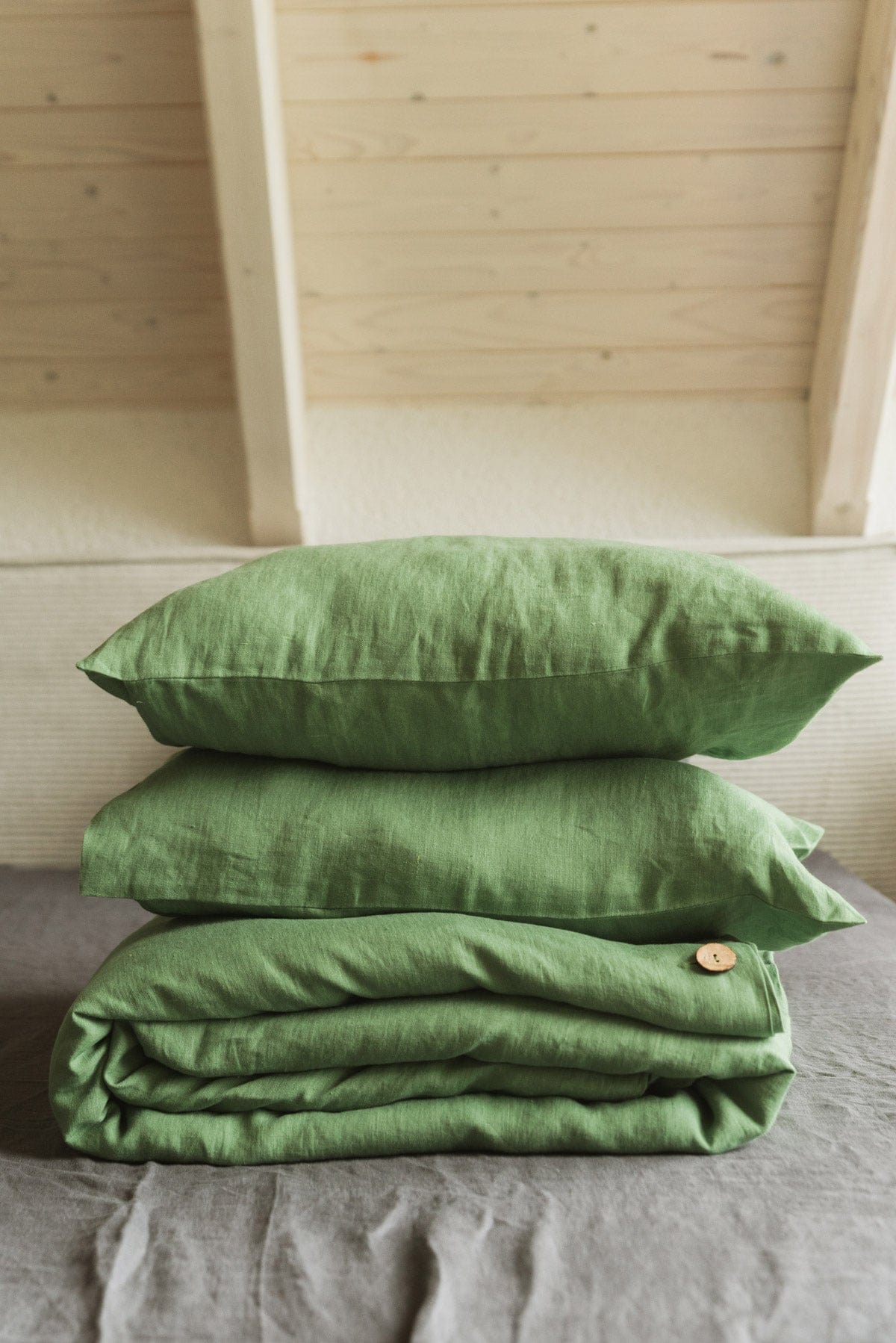 AmourLinen Leinen-Bettwäscheset Leinen-Bettwäscheset in Matcha-Grün Leinen-Bettwäscheset in Matcha-Grün