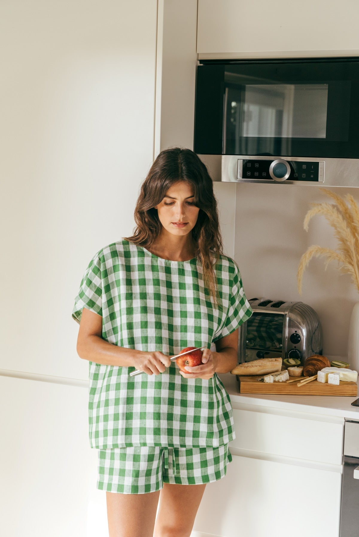 Kurzarm-Pyjama-Set CLOUD NINE - Grünes Gingham