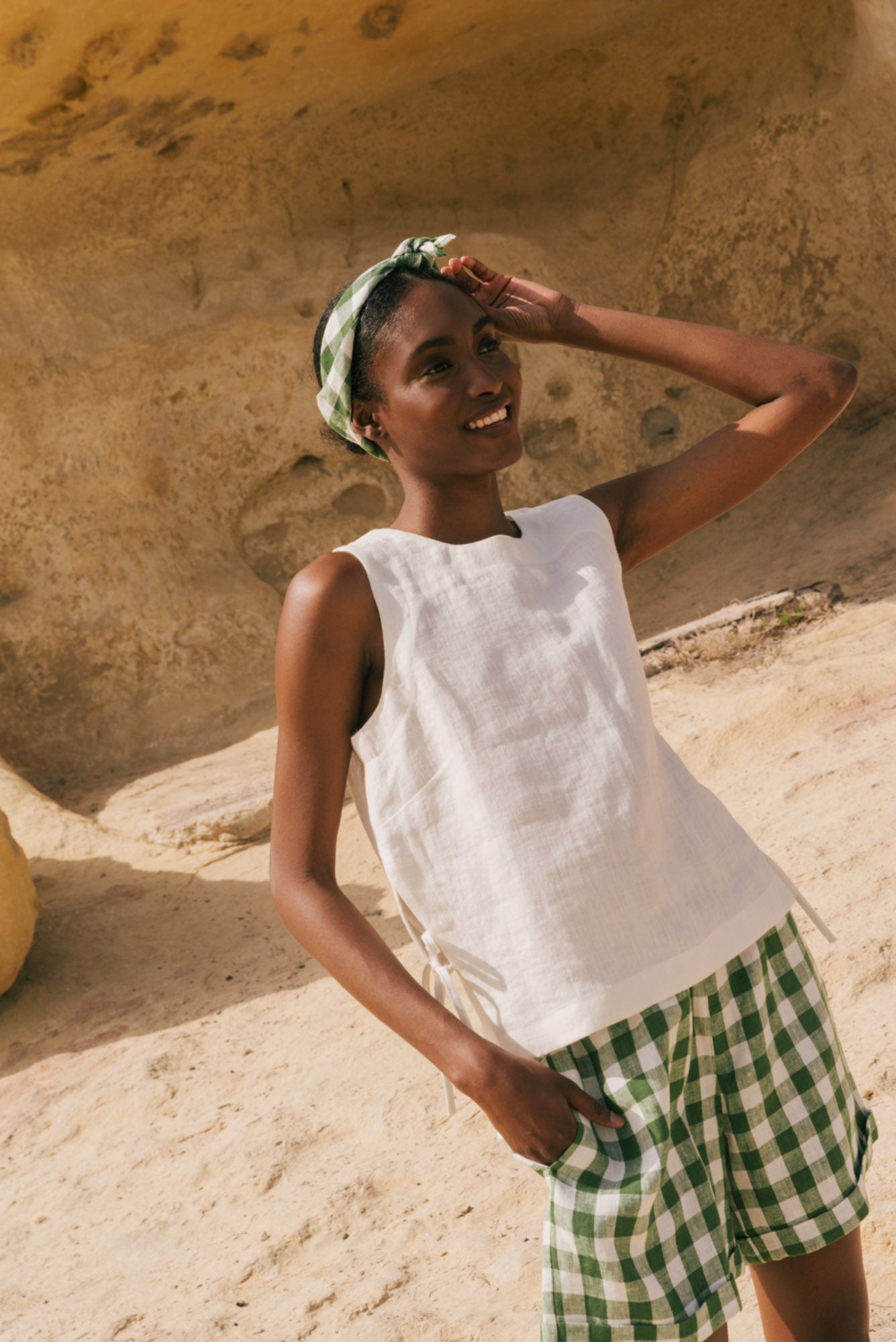 Leinenschal in Matcha Grün