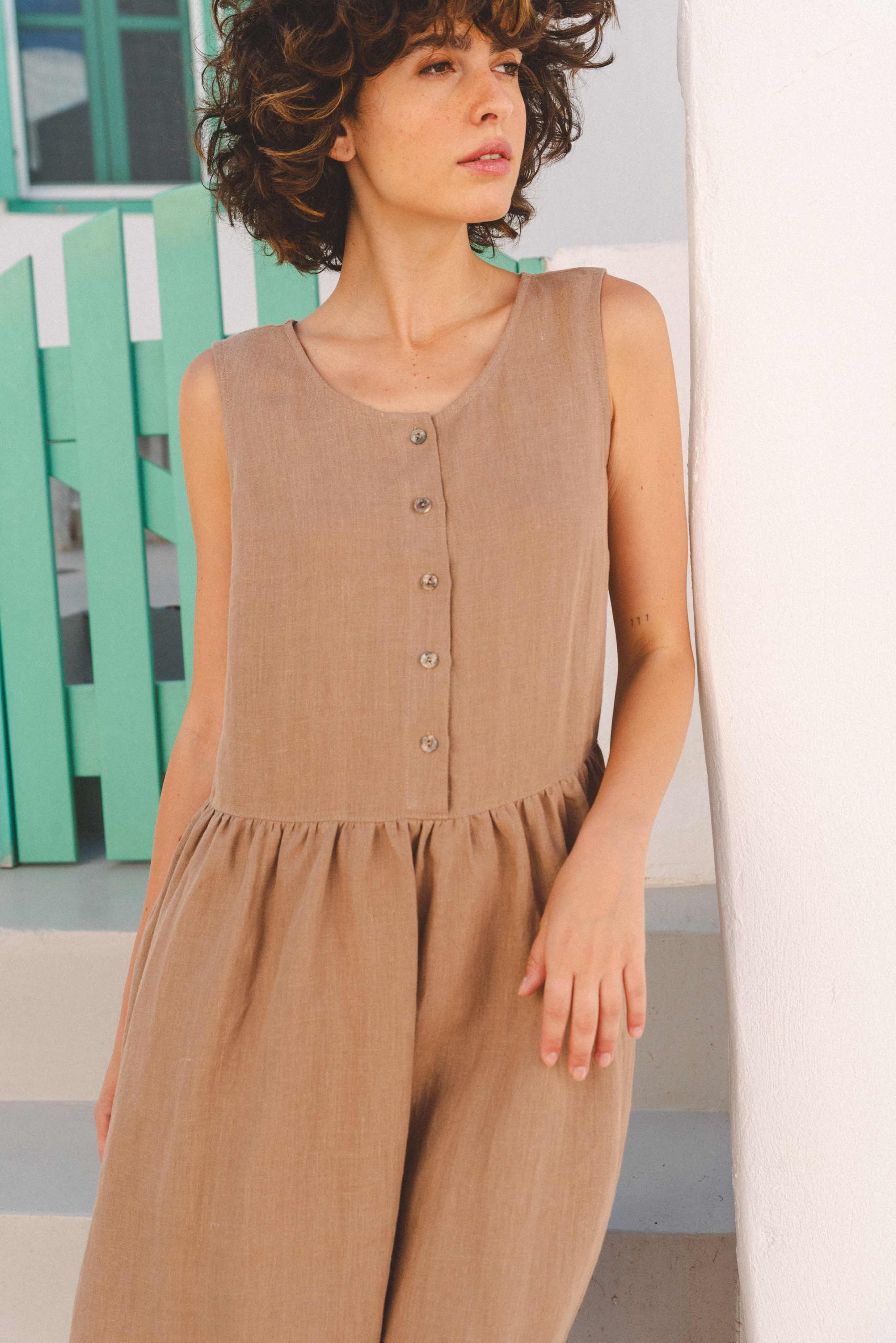 Ärmelloses Leinensommerkleid HAZEL
