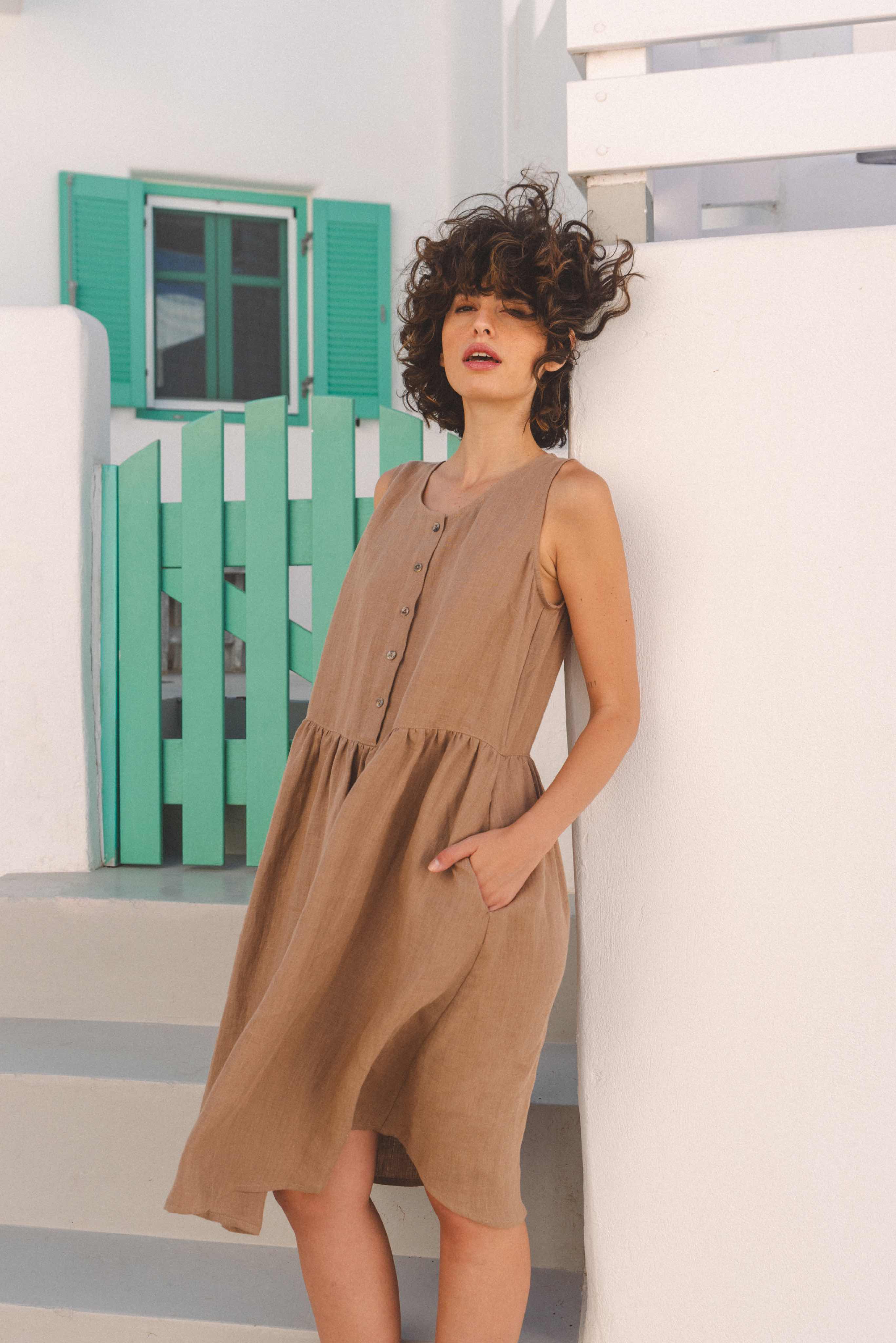Ärmelloses Leinensommerkleid HAZEL