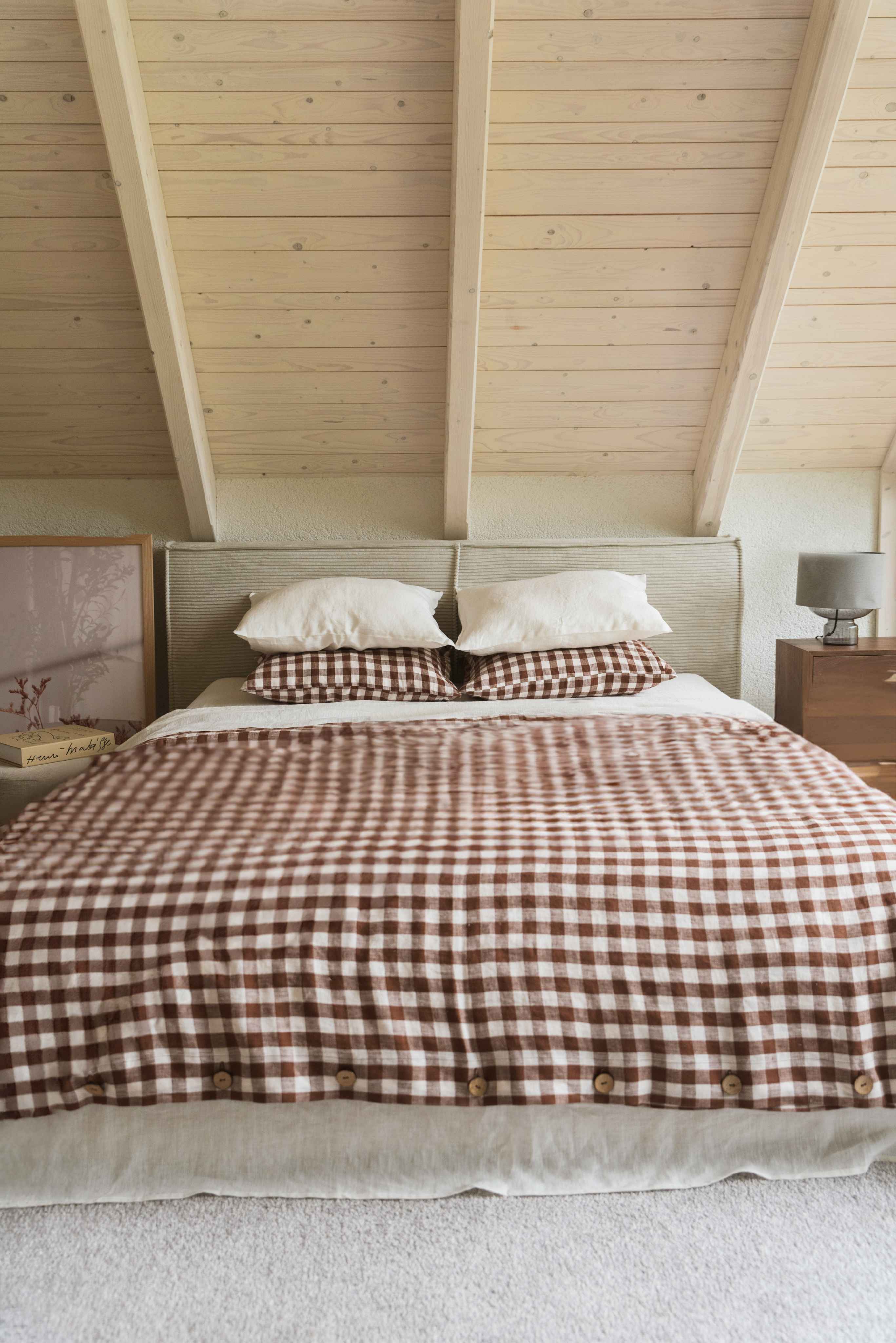 AmourLinen Leinen-Bettbezug Leinen-Bettbezug in Mokka-Gingham Leinen-Bettbezug in Mokka-Gingham | AmourLinen